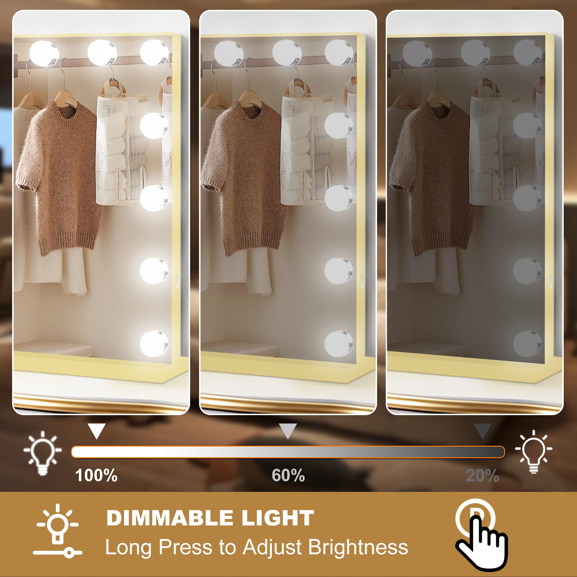 Moonee Lighted Vanity Mirror with Dimmable Bulbs and 10X Magnification