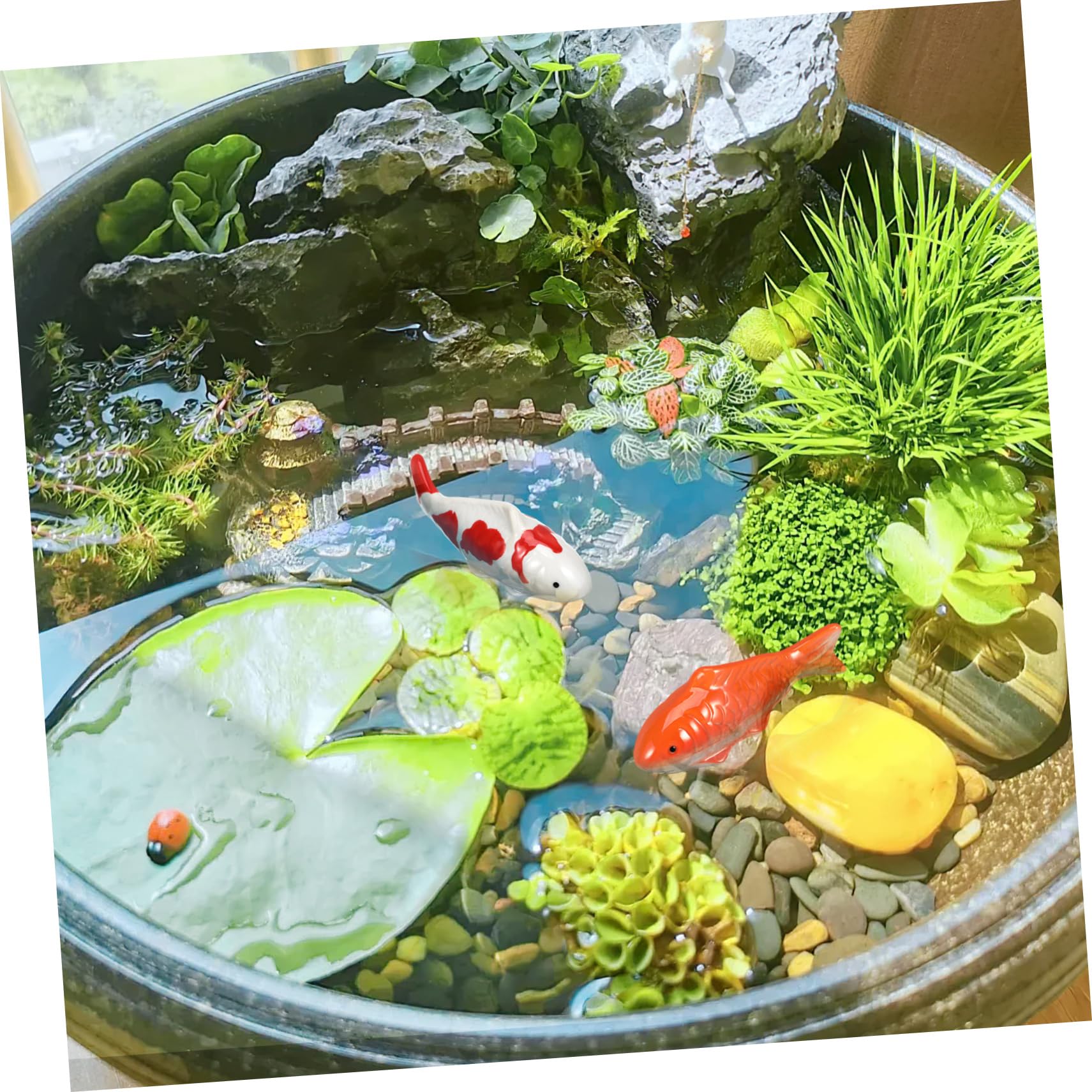 HEMOTON 10 Set Ornamenti di Pesce Sottomarino Roccioso Dell'acquario Assortito Mestiere Decorazione di Pesci Galleggianti per La Casa Acqua Dolce Pescare Oh Ceramica Arancia 2 Pezzi*10