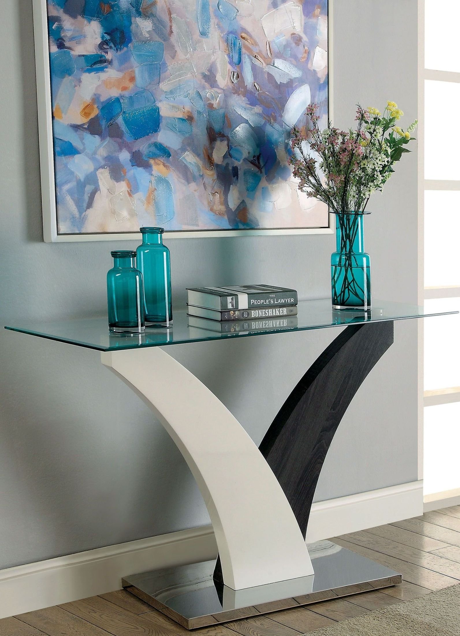 William's Home Furnishing SLOANE Table, White, Dark Gray box 1 of 2