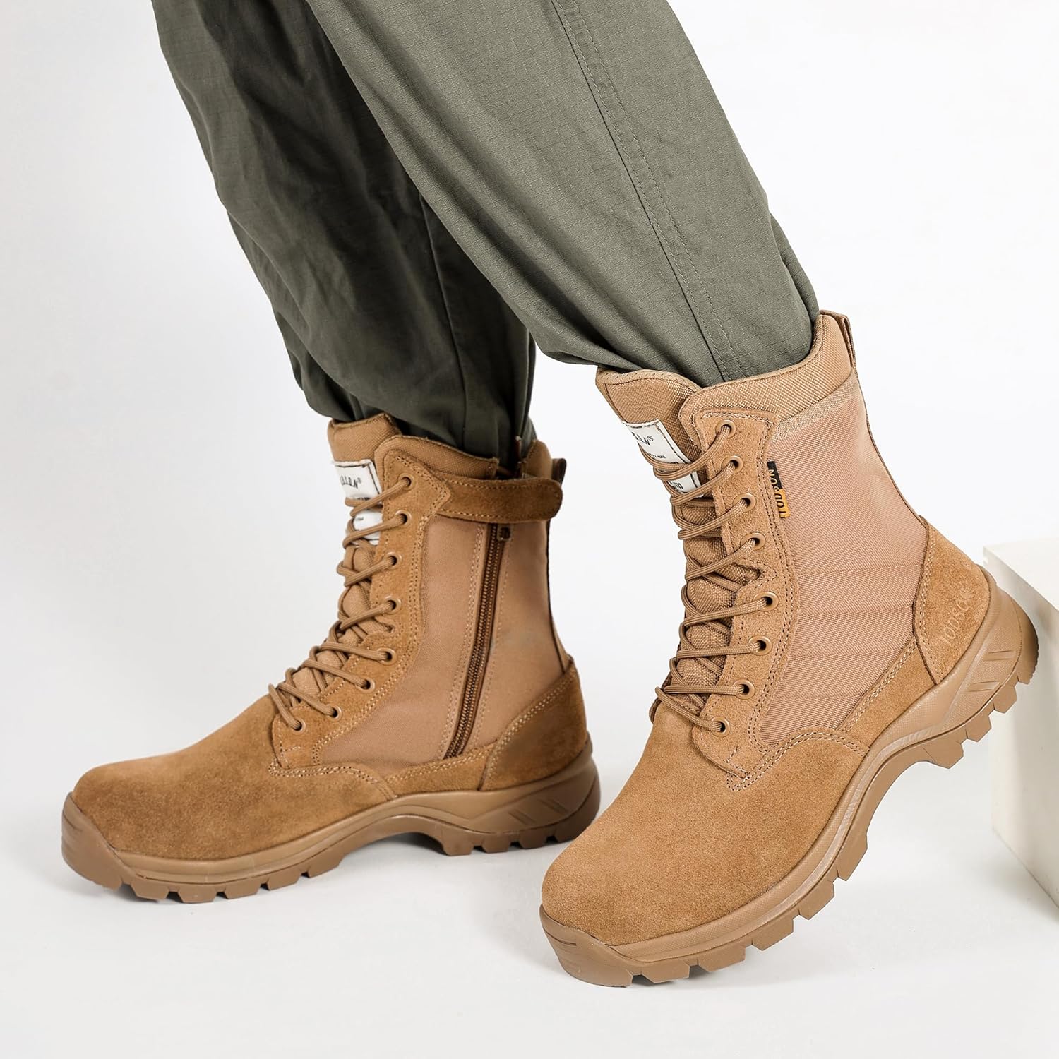 Men's Military Tactical Work Boots with Side Zipper, Puncture Resistant, Desert Combat, Army Jungle, 8 Inch Lightweight Hiking Boots - Image 7