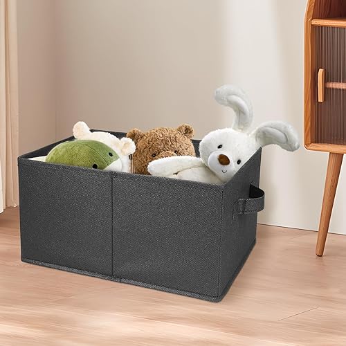 Miniatura 39 de JAKAGO Fabric Storage Bins set of 4 Rectangle Storage Baskets with Handle Foldable Closet Organizer for Clothes Towel bedding Books Collapsible