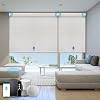 Motorized Roller Shade, 100% Blackout Smart Window Blinds Work with Homekit, Alexa, Google Home, Remote Control, Electric Blinds with USBSolar Pannel Charging, Gentle White