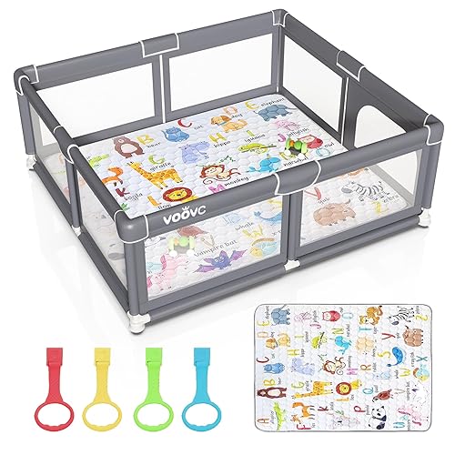 Corralito premium para bebés con alfombrilla, 71 x 60 pulgadas, corralito extra grande para bebés y niños pequeños, centro de actividades para