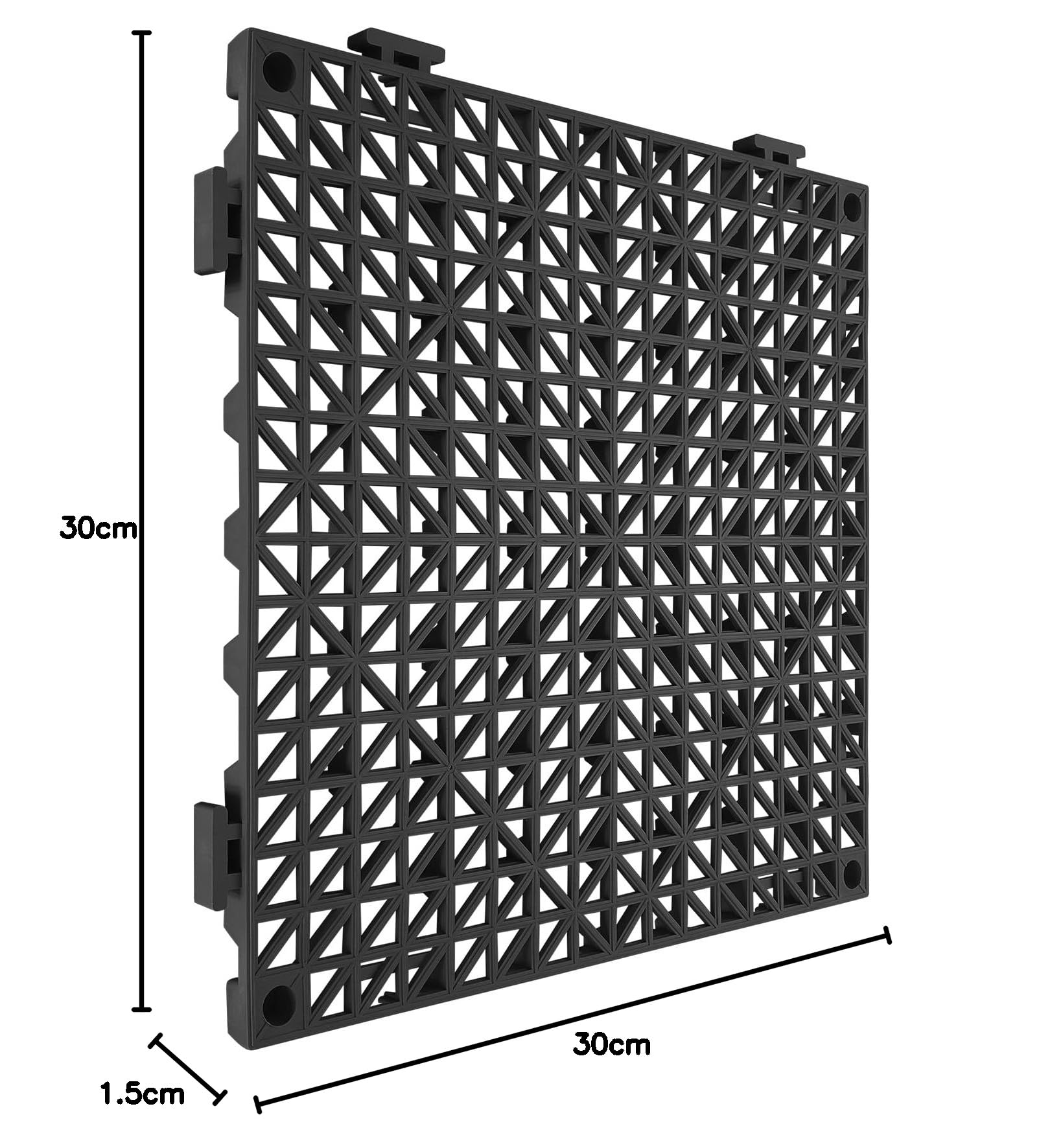 VEVOR płytki blokujące, 55 sztuk, płytki podłogowe, płytki odwadniające, płytki podłogowe, 30 x 30 cm, na zewnątrz, kwadratowe płytki podłogowe, taras, PCW, płytki podłogowe, łazienka, toaleta, czarne