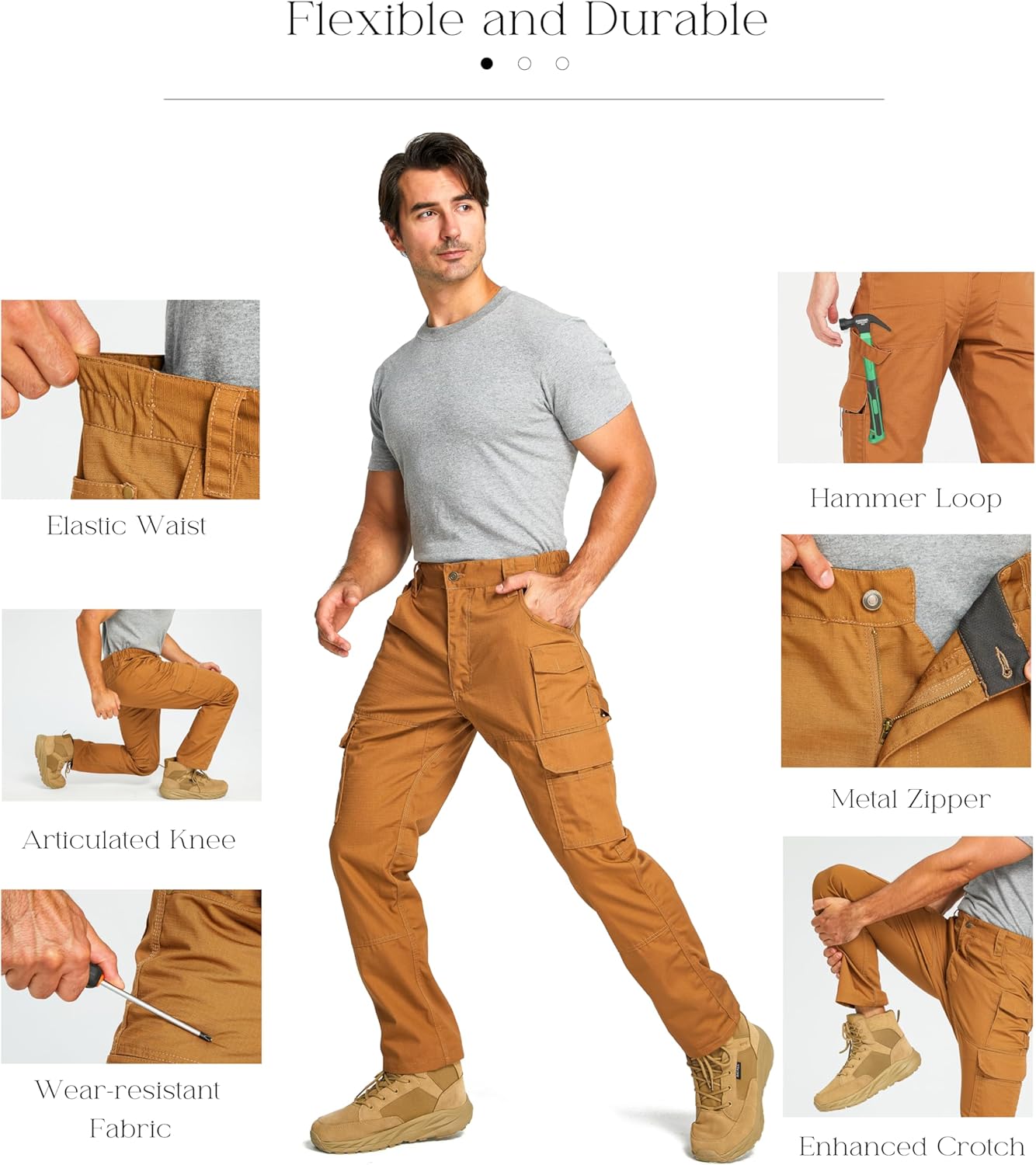 wantdo Men's Work Pants Utility Cargo Tactical Construction Pants for Men Lightweight Outdoor Hiking Pants with Pockets - Image 4