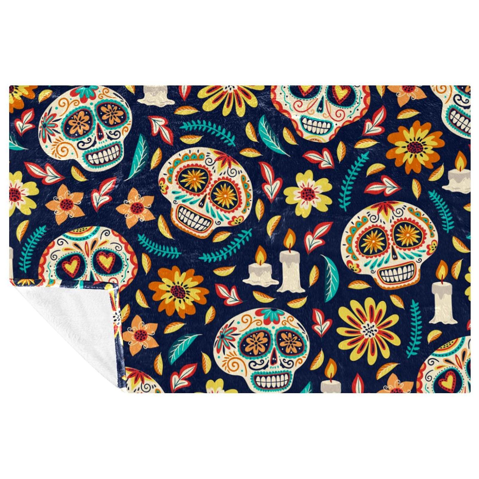 Couverture motif tête de mort plaid chaud pour pique-nique et camping