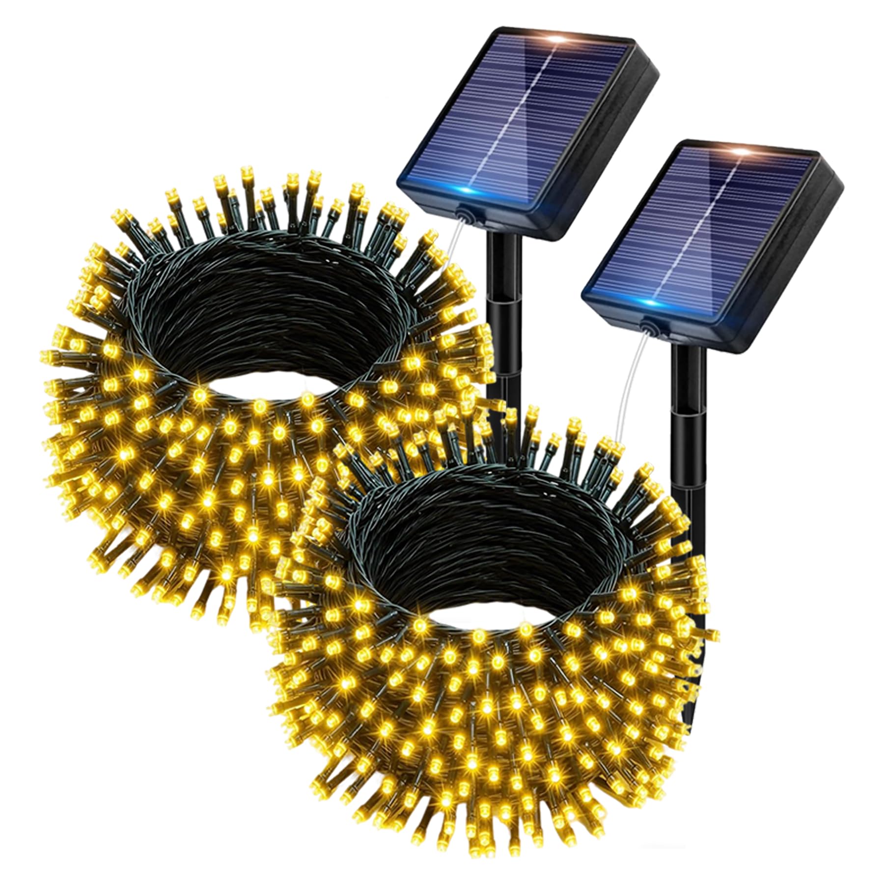 Bollengold Warm White 60Led Solar String Lights Outdoor Garden 2 Pack Total 12M/40Ft 120 Led Fairy Lights Solar Powered Waterproof, Solar String Lights For Party, Yard, Terrace, Christmas Decorations（Warm White）
