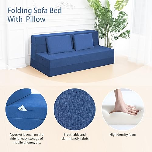 Miniatura 3 de Sofá cama plegable con almohada, silla plegable convertible para cama, colchón de espuma para el suelo, sofá cama plegable para sala de estar,