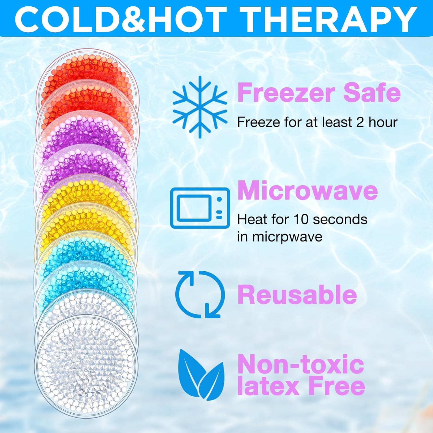 TrelaCo Ice Packs for Injuries Reusable 30 Pcs Round Small Ice Packs Gel Bead Ice Pack Cold Compress for Pain Relief Eyes Wisdom Teeth Face Breast Allergies Small Wounds, 5 Colors