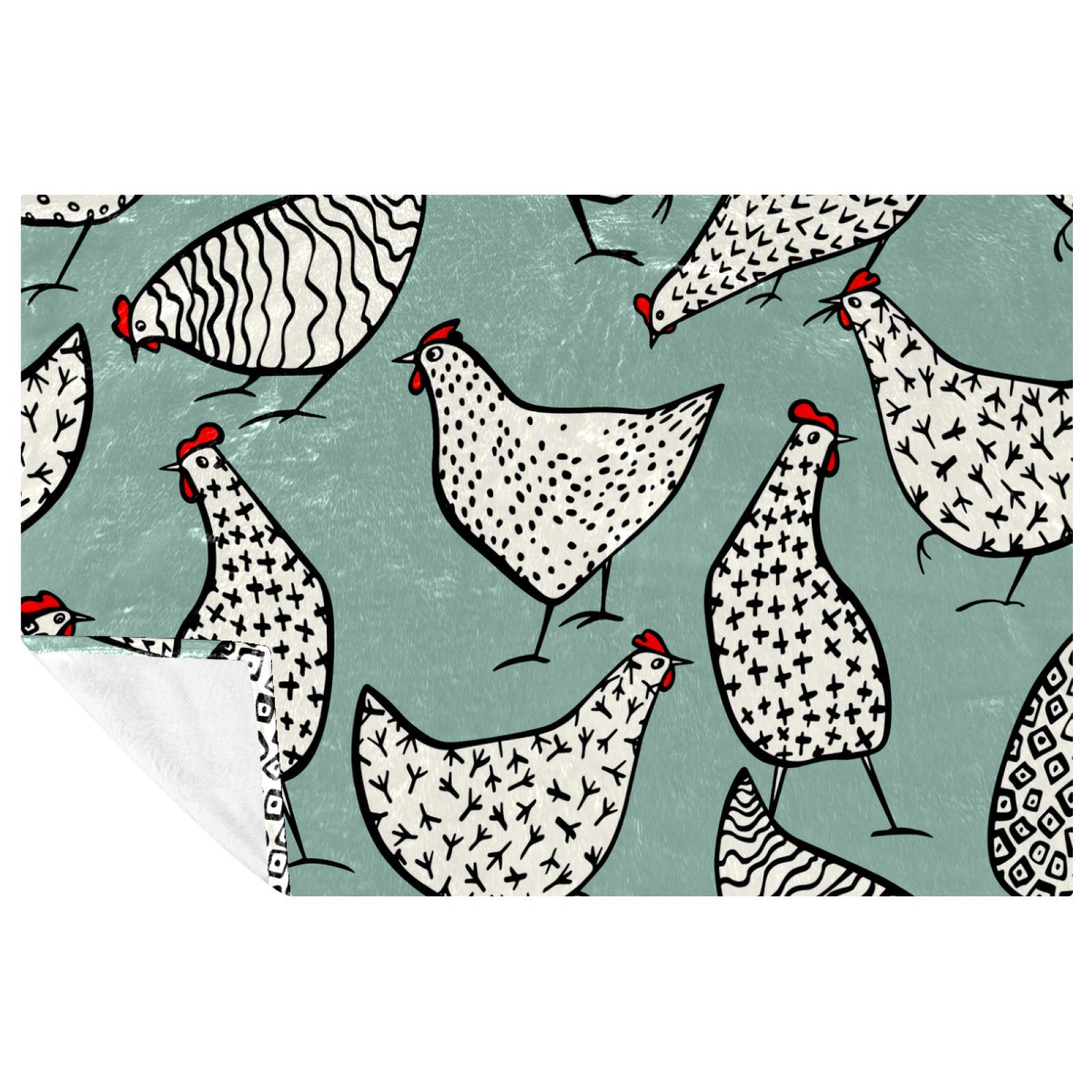 Couverture chaude et douce à motifs poules pour l'hiver