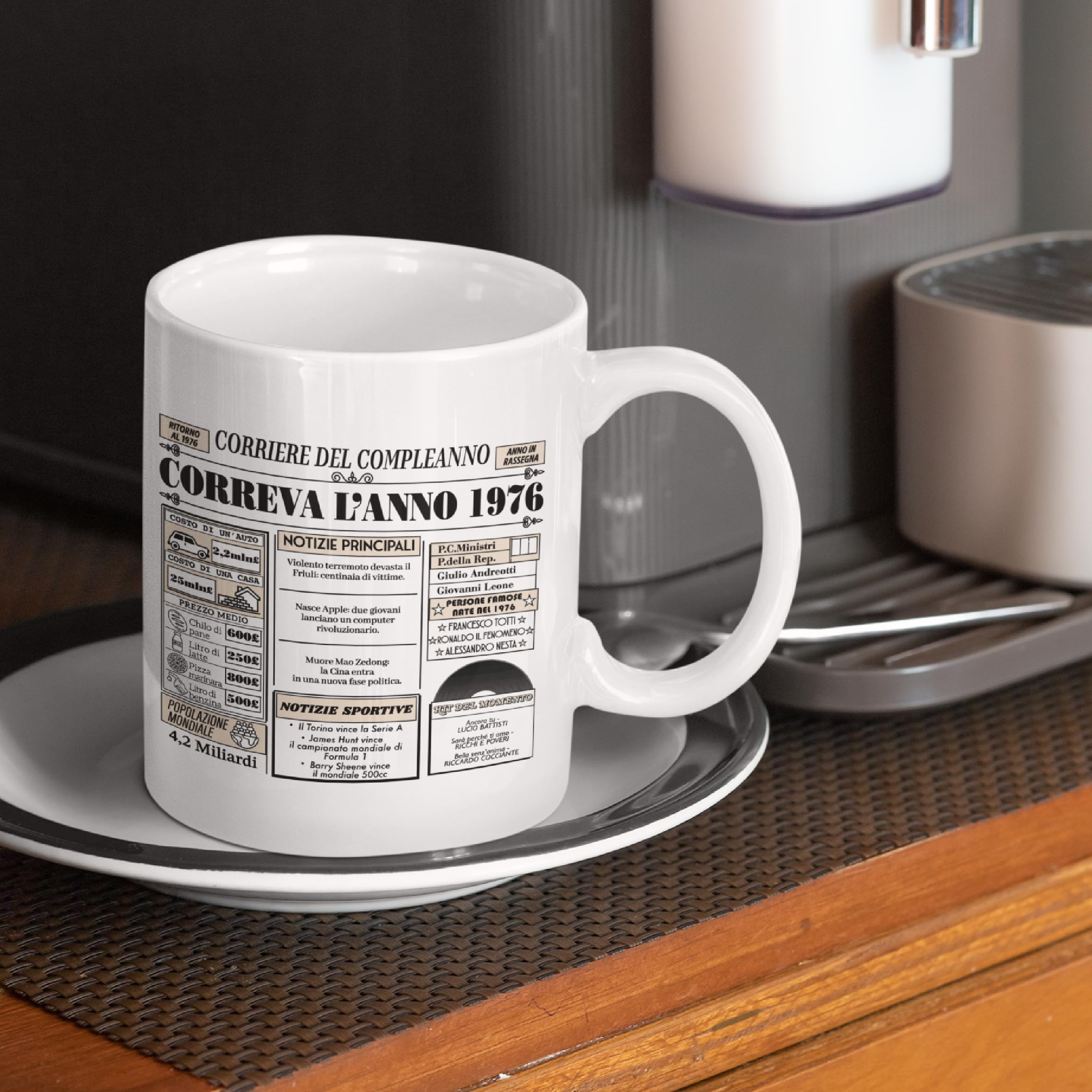 Tazza Regalo 50 Anni Donna Uomo - Correva l'Anno 1976 - Idee Regalo Compleanno