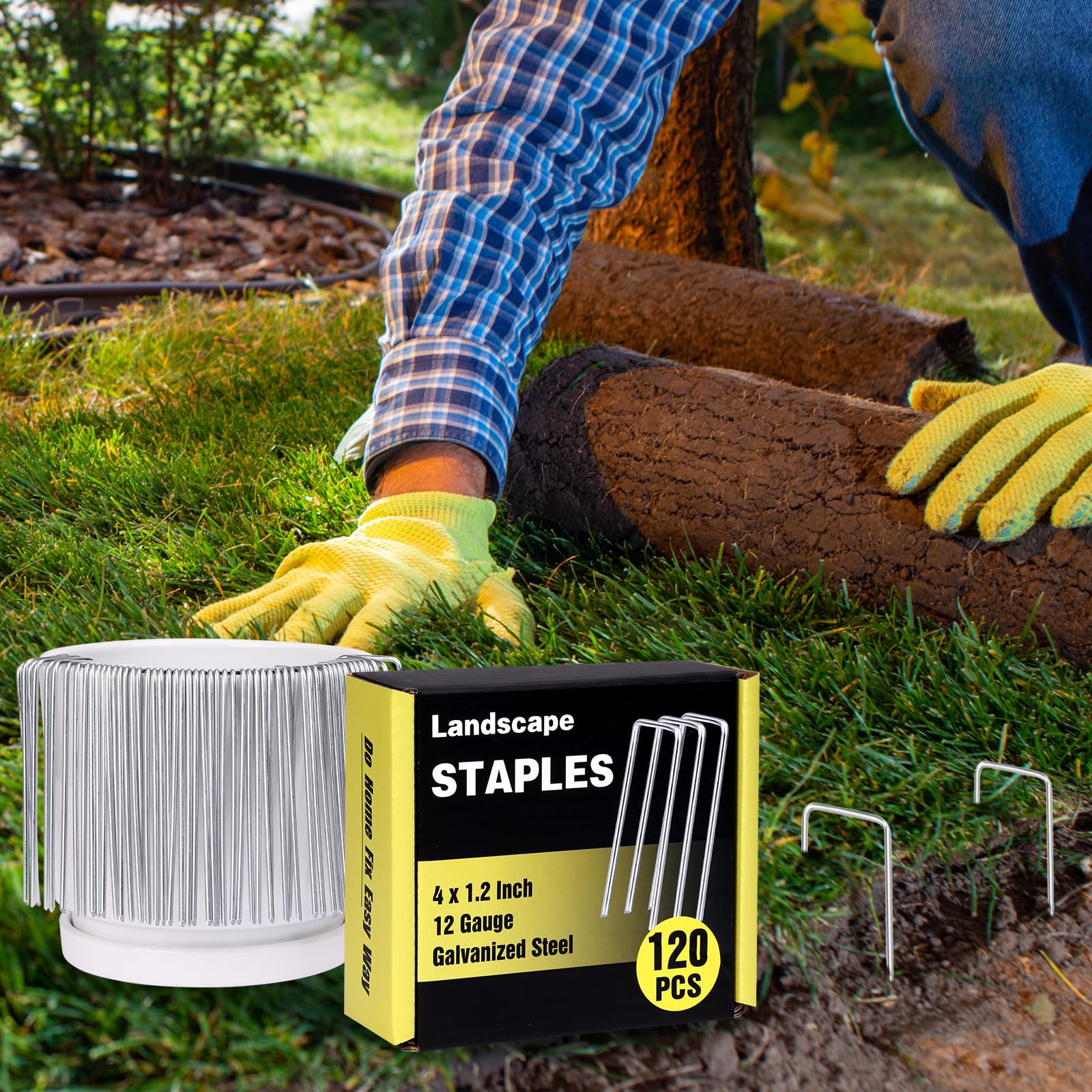 HongWay Confezione da 120 graffette da giardino da 10,2 cm, pali da giardino zincati calibro 12, picchetti per giardinaggio, per tubi di irrigazione