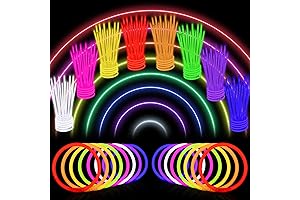 100 Pack 8" Glow in the Dark Party Favors & Light Sticks Necklaces Bracelets Decorations