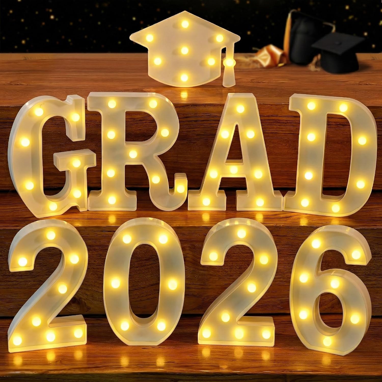 KatchOn, White Light Up 2026 Grad Sign - 8.5 Inch 2026 Light Up Sign Graduation Marquee Letters Class of 2026 Graduation Decorations 2026 High School College Graduation Party Supplies