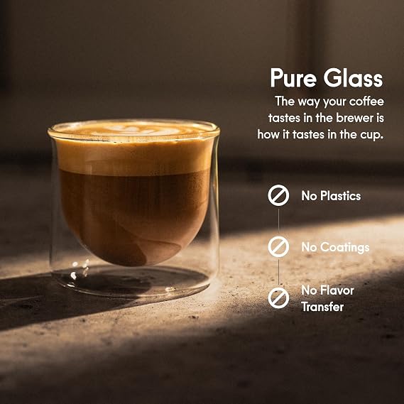 FLUR Latte XL Glasses (Set of 2) Perfect for Lattes, Latte Art, Iced Lattes & Milk Drinks Double-Walled Borosilicate Glass Handmade, Lightweight & Durable 10oz (Clear)
