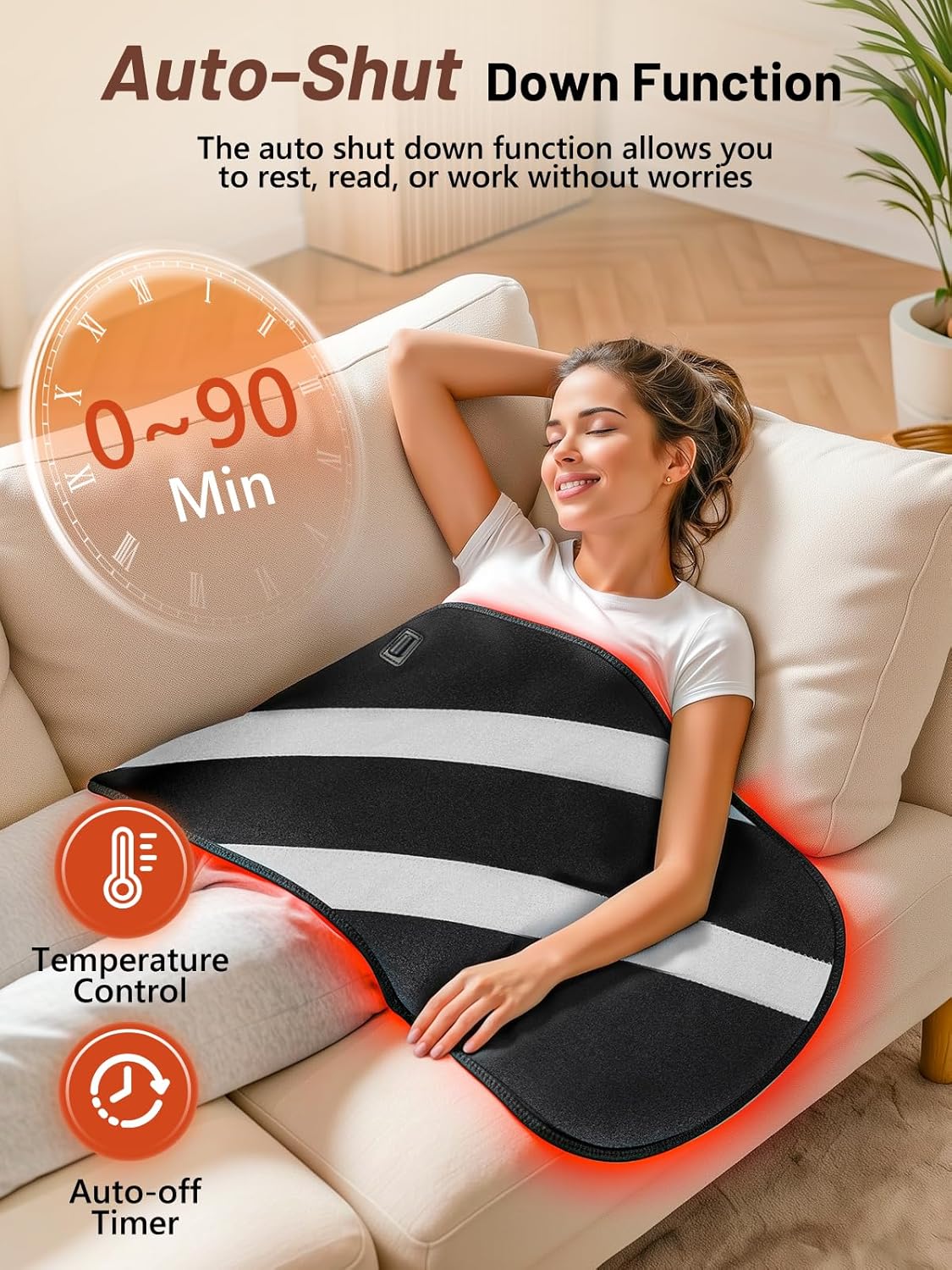 35.4" x 17" Red Light Therapy Mat for Body, 500 LEDs Near Infrared Light Therapy Pad with 90Min Timer, 660nm & 850nm Home Red Light Therapy Blanket for Whole Body Relief, Mood Boost & Sleep Promotion - Image 4