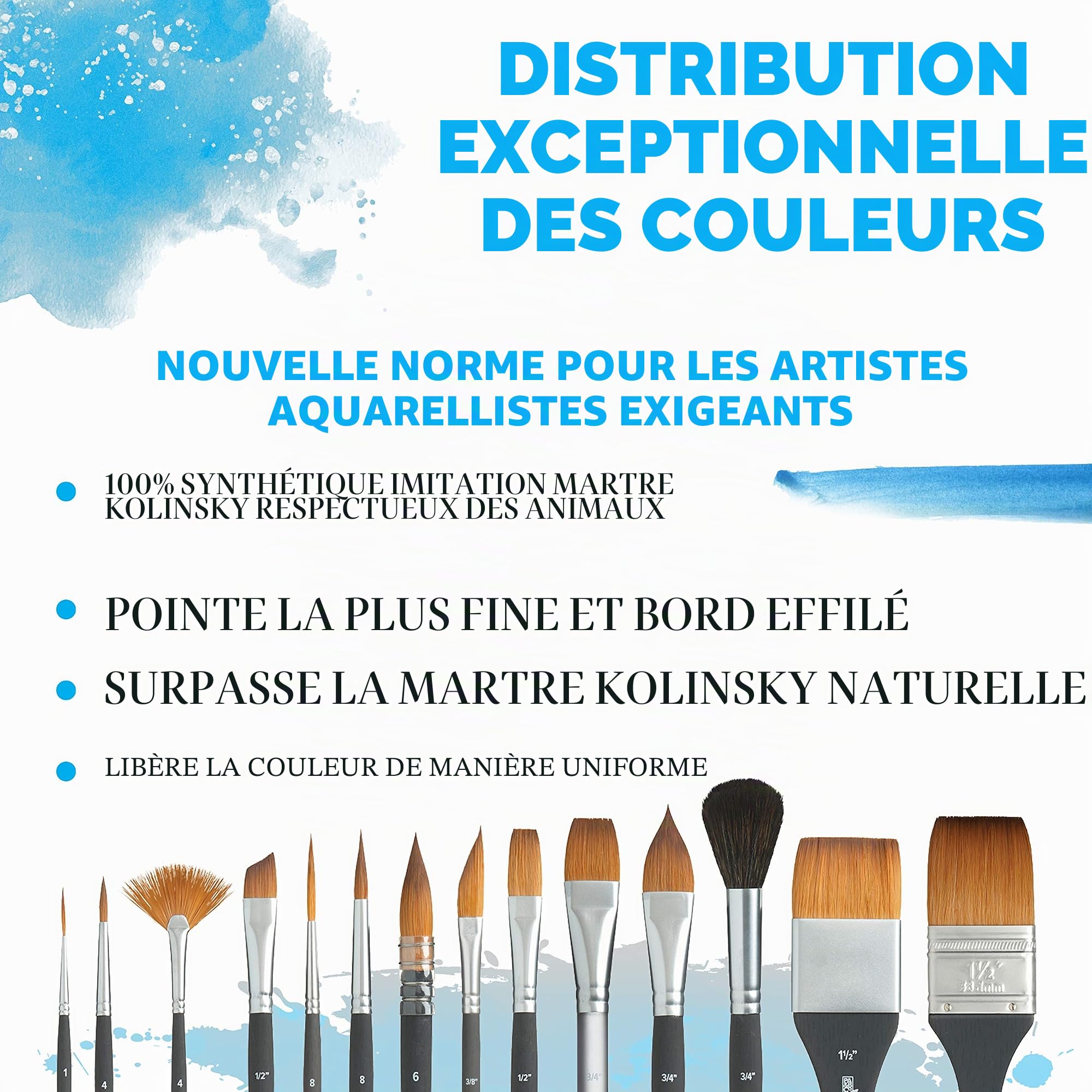 Princeton Aqua Elite - Set de Voyage - 4 pinceaux synthétiques Manche Court pour l'aquarelle séries P4850