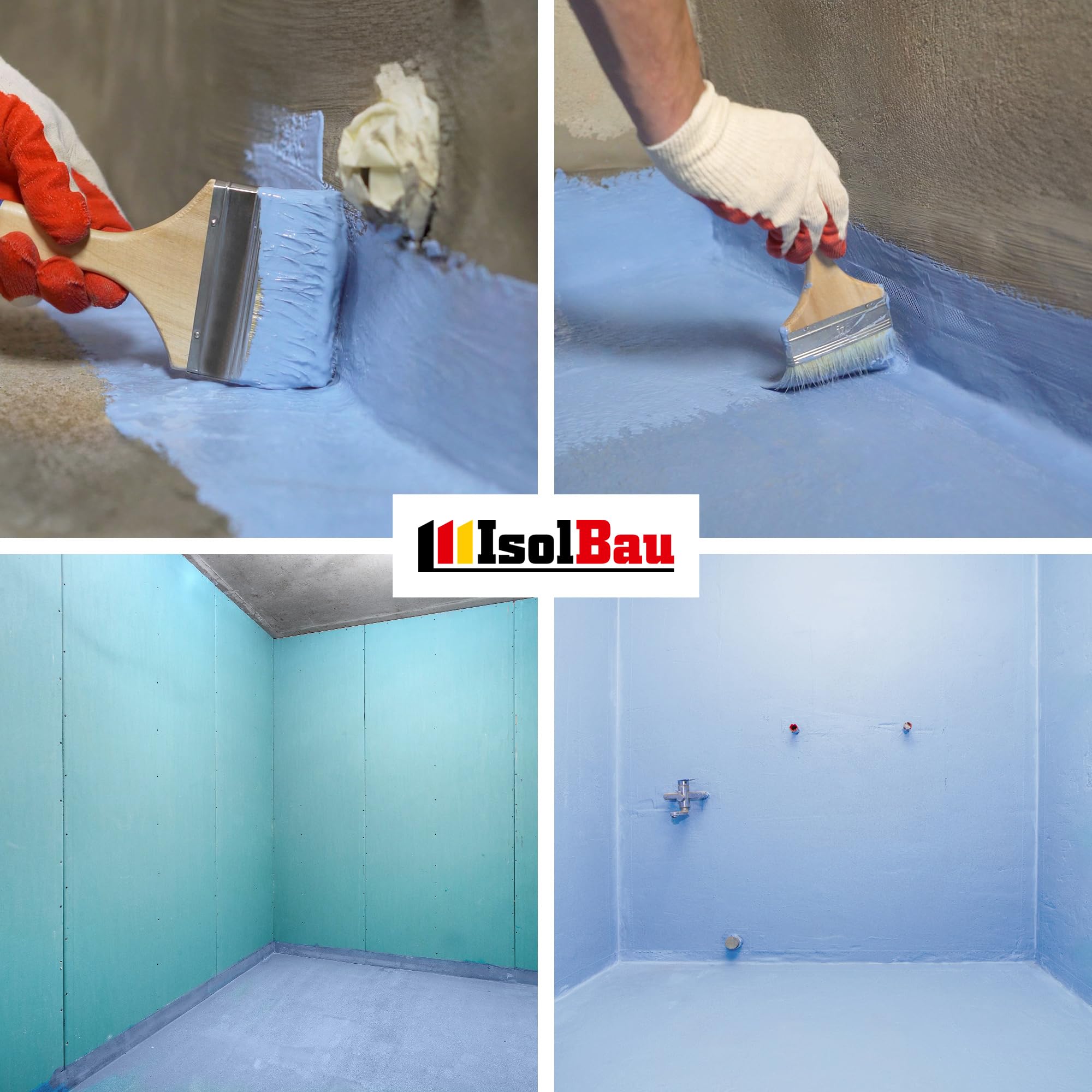 Isolbau Flüssigfolie PLUS 14kg - Dichtfolie für innen & Außenbereich - für Wand & Boden - Balkonabdichtung, Terrasse - Lösemittelfreie, wasserdichte Abdichtung Dichtmasse