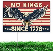 VOTANTA (18"x12") No Kings Since 1776 Yard Sign With Stake, Eagle American Flag Patriotic Anti Felon Resistance Political Activist Sign Outdoor Decorative Lawn