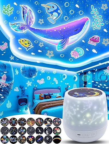 Miniatura 1 de Luz nocturna para niños + 21 juegos de películas, proyector de luz nocturna para dormitorio de niños, techo, proyector de galaxia de estrellas para