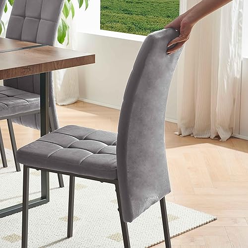 Miniatura 4 de NORDICANA Juego de 4 sillas de comedor tapizadas de terciopelo sillas clásicas de cocina con respaldo alto sillas laterales copetudas con cola de