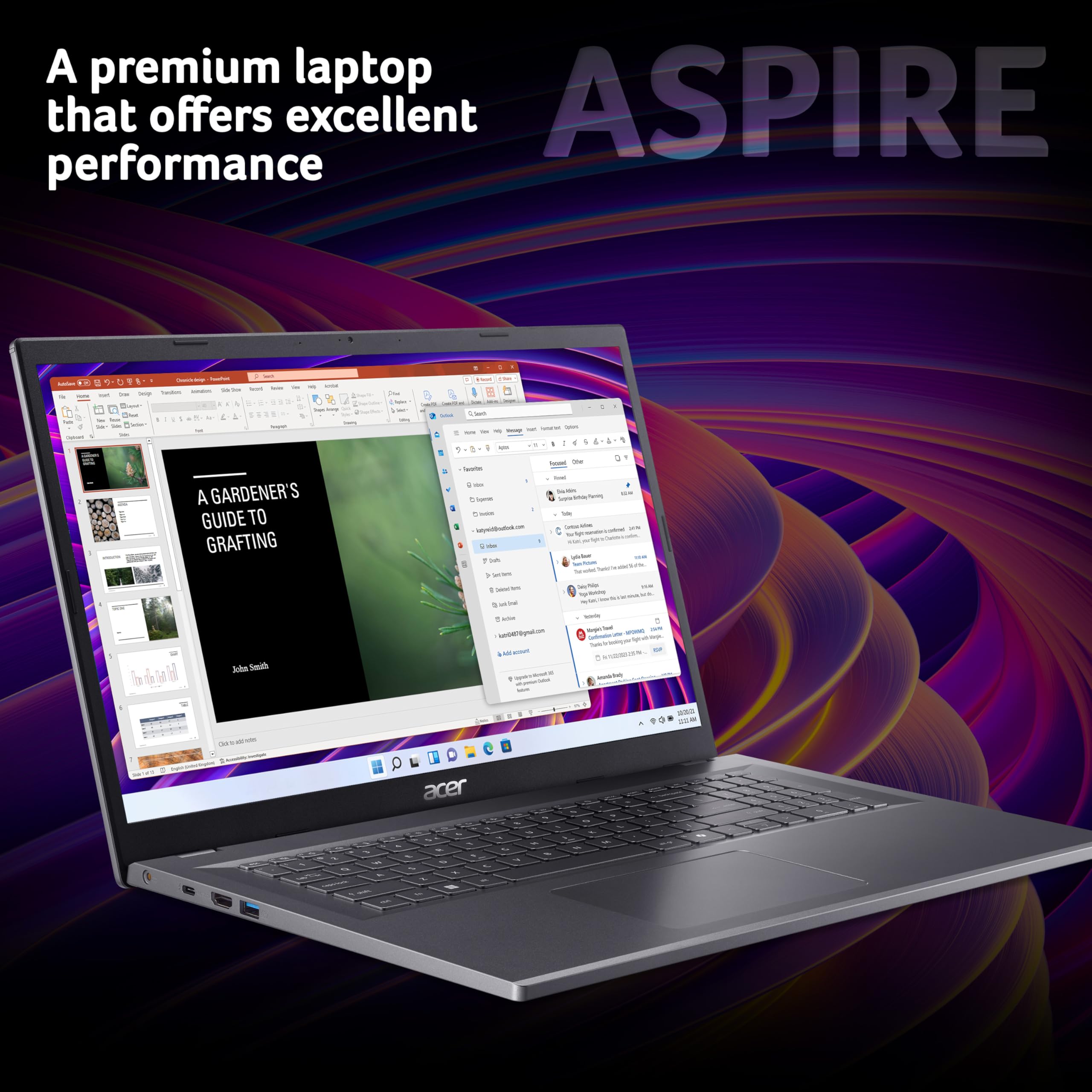 Acer Aspire 17 I Ordinateur Portable I 17.3 Pouces Full HD I Intel Core 7 150U I 32 Go RAM I 1TB SSD I Intel Graphics I Windows 11 Home I Gris I A17-51M