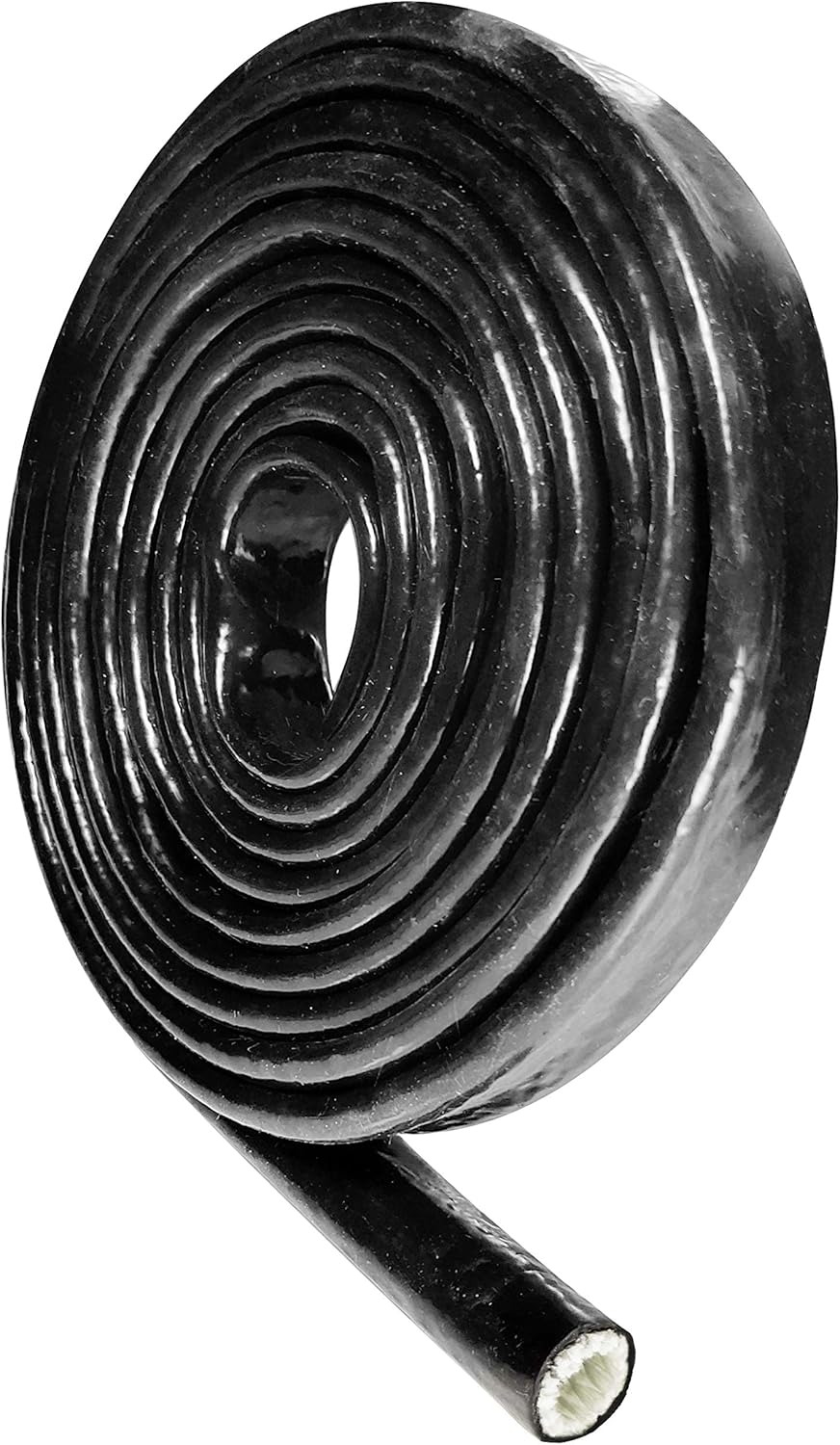 1-1/2" ID Heat Shielded Fire Thermo Armor Fire Sleeve Silicone Coated Fiberglass for Hose Lines & Electrical Wiring Black, 5 feet
