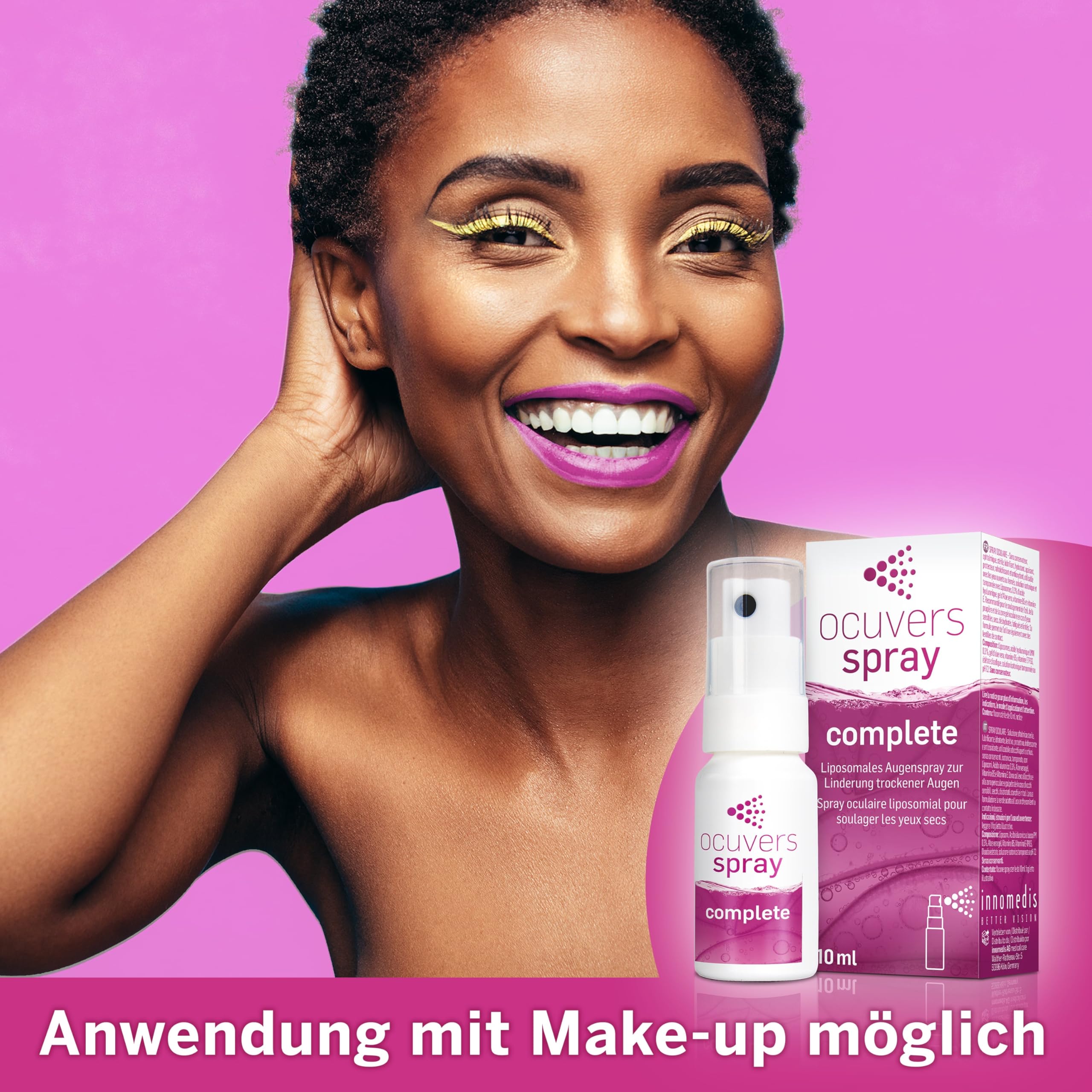Ocuvers Complete Spray do oczu z 0,3% kwasem hialuronowym, liposomami, aloesem, witaminą B5 i witaminą E - spray do oczu przeciw suchości oczu, 10 ml.