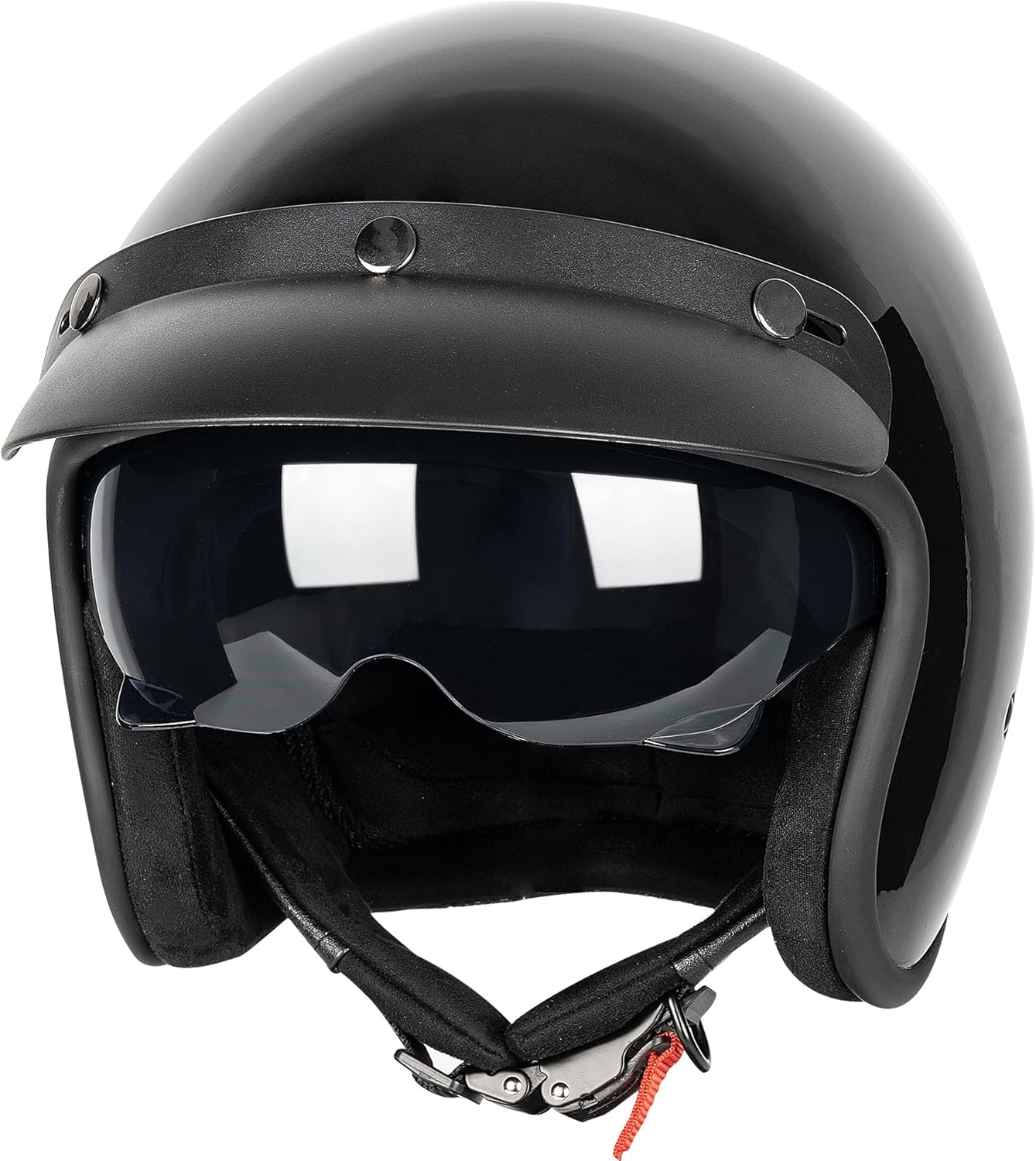 3/4 Open Face Retro Motorcycle Helmet Vintage Helmet for Motorbike Casco, Moped, Cruiser, Bobber, and Chopper - DOT Approved(Light Black , M)