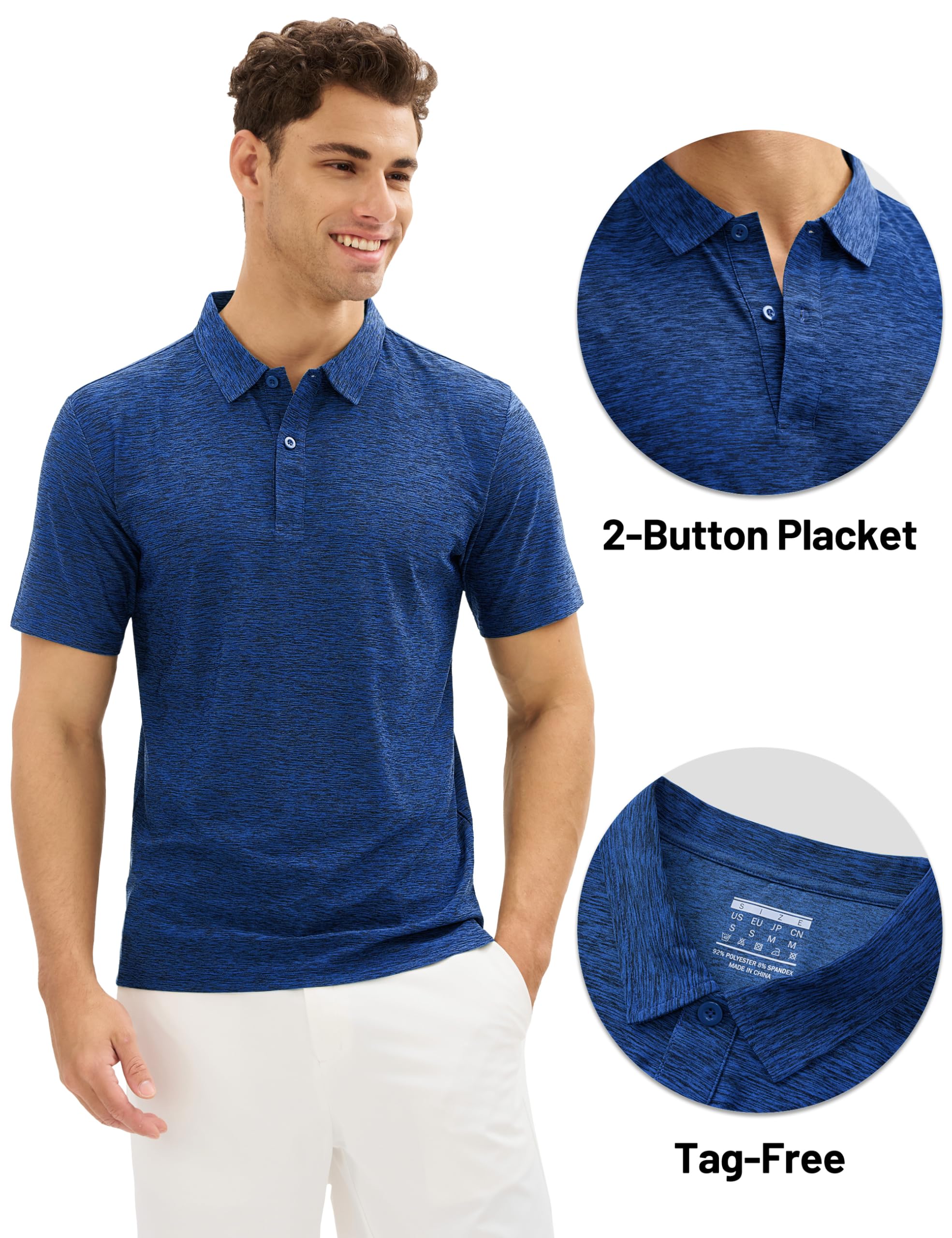 Condition photo showing New/Like New for MAGCOMSEN Mens Polo Shirts Dry Fit Golf Shirts Moisture Wicking Athletic Workout Golf Polo Tees Casual Collared Shirt