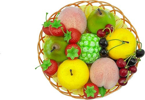 Miniatura 2 de Paquete de 23 frutas artificiales, pera falsa, melocotón, fresa, simulación de frutas para fotografía, boda, decoración de fiesta
