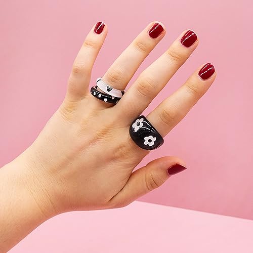 Miniatura 2 de Fablinks 10 anillos acrílicos surtidos para niñas, anillo de resina gruesa para mujer, acrílico Y2K apilable, lindos anillos cuadrados de moda,