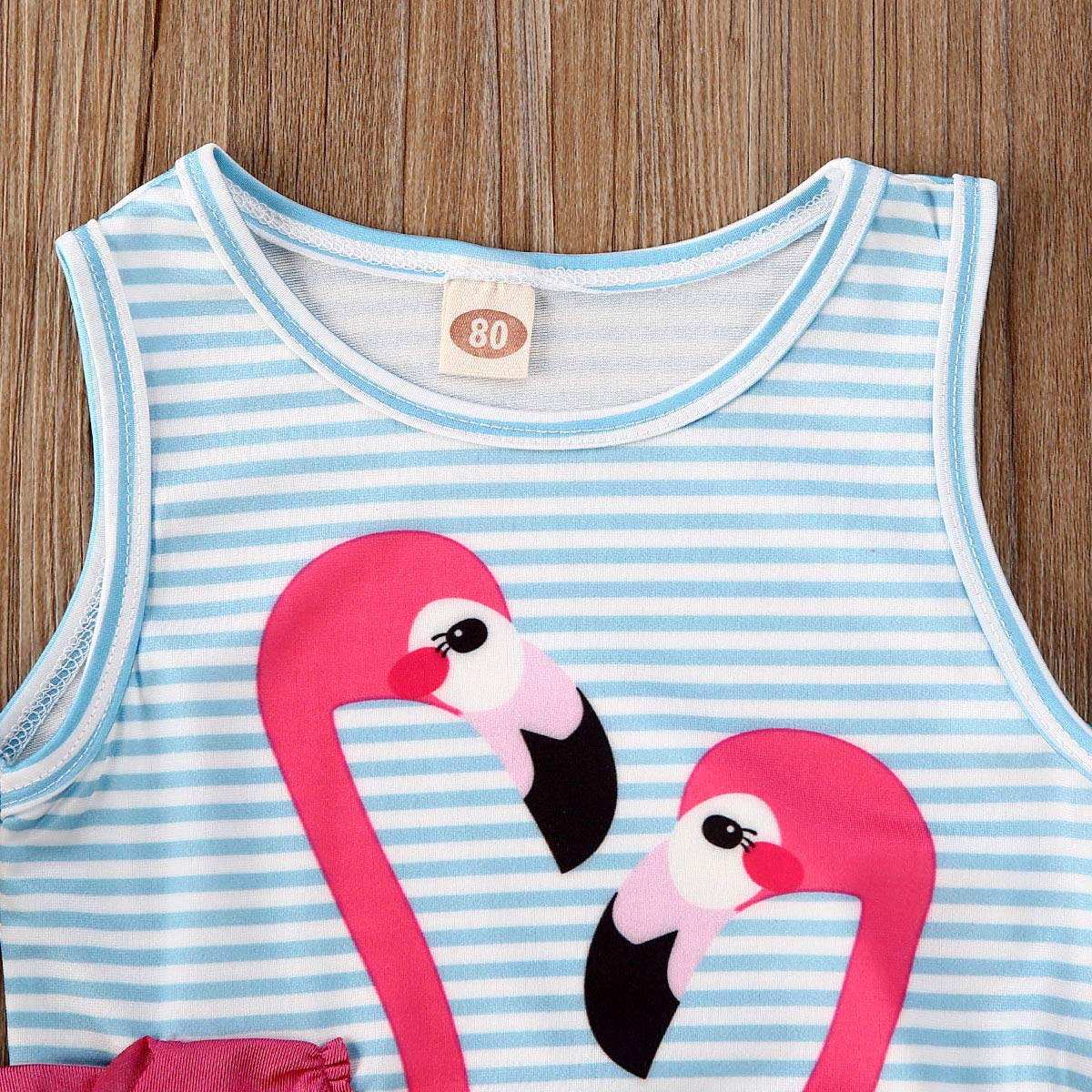 Toddler Baby Girls Swimsuit Sleeveless One Piece Flamingo Bikini Swimming Ruffled Beach Swimwear Bathing Suits (1#Blue, 3-4t)
