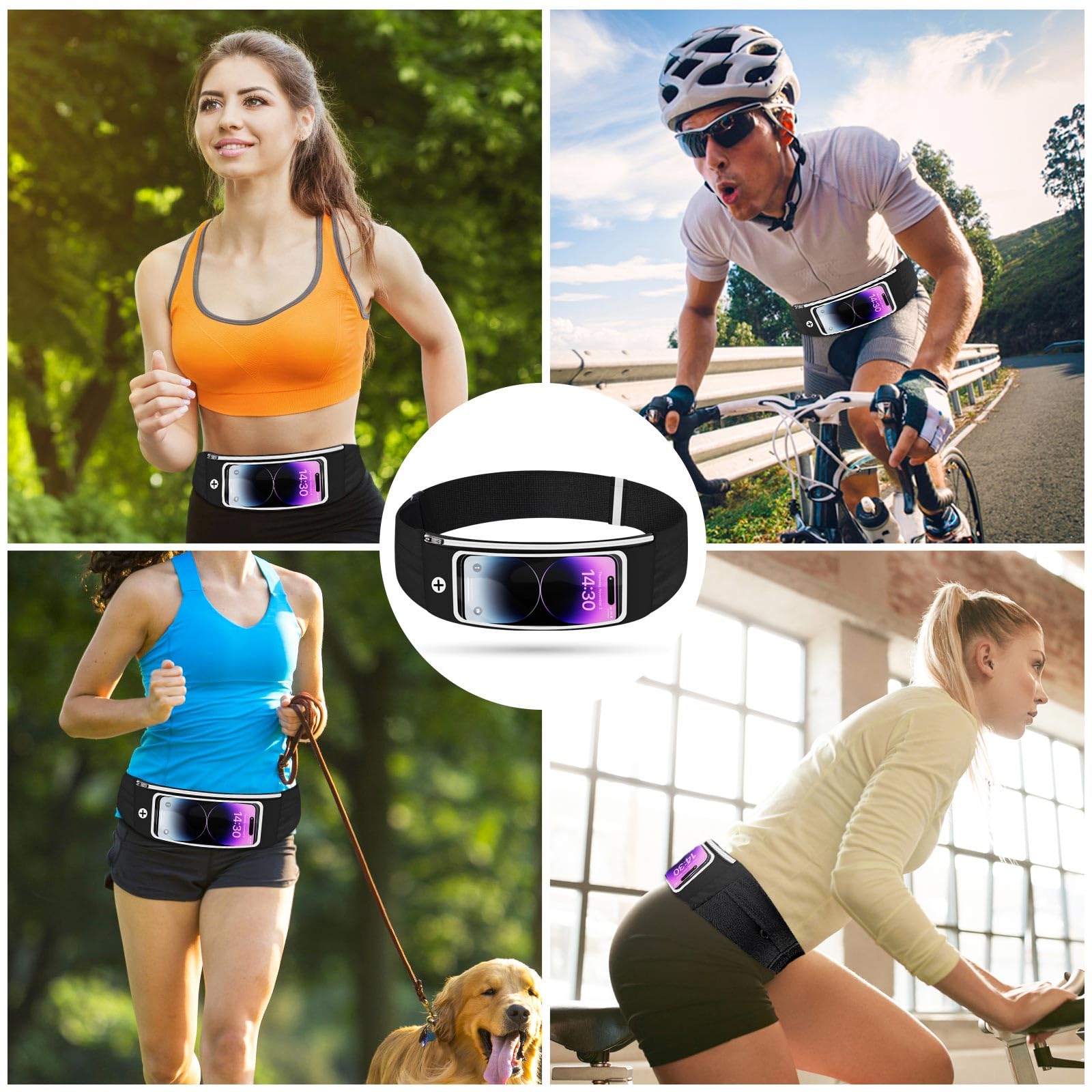 Marsupio Running Uomo Donna Porta Cellulare Cintura da Corsa Impermeabile Touchscreen 81-109cm