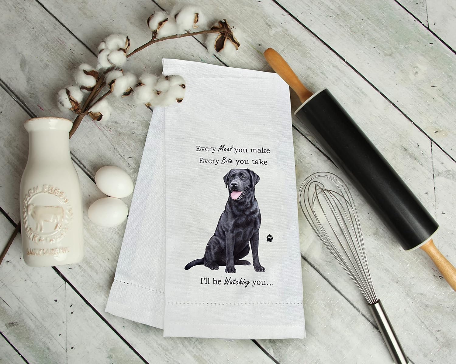 E&S Pets 711-21 Black Lab Dog Kitchen Towel, Off-white - Image 4