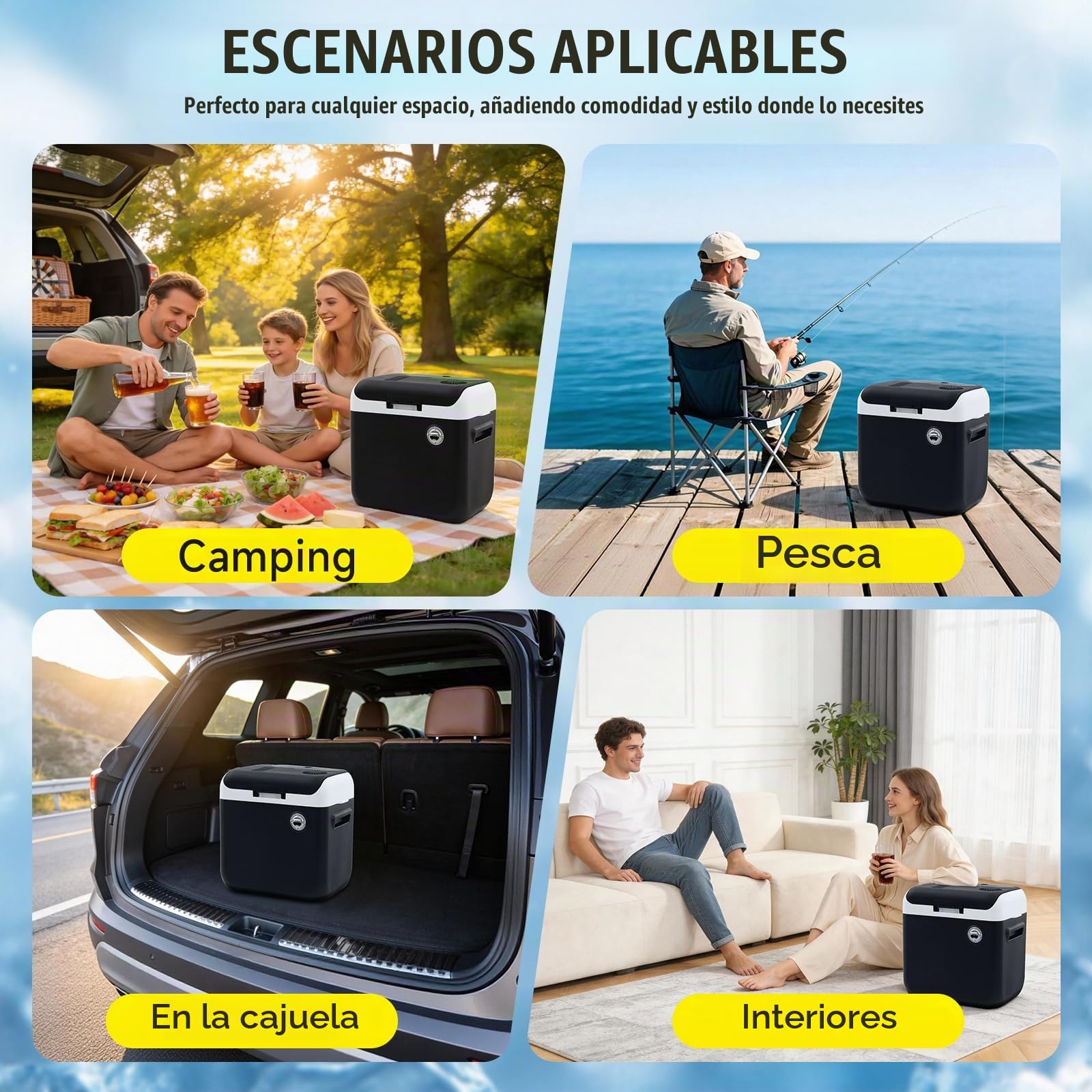 Nevera Portátil Electrica 24L –nevera coche 12/230 V, enfría & calienta (hasta 65°C), Modo ECO, para Coche, Camper y Camping