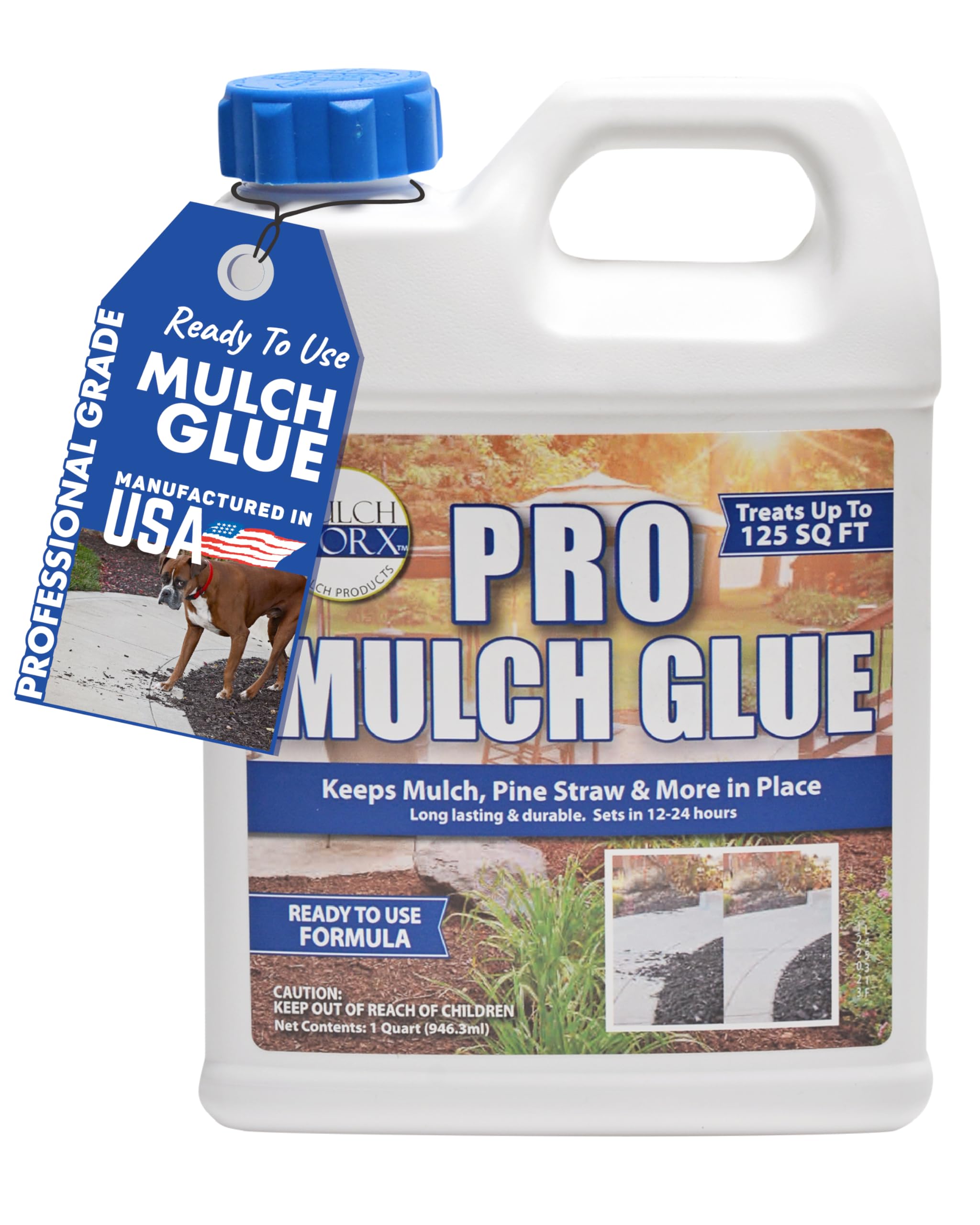Pro Mulch Glue - Ready to Use Quart (32oz) - Glues & Locks Mulch, Pine Straw, Dust & Dirt - Professional Grade Landscape Glue