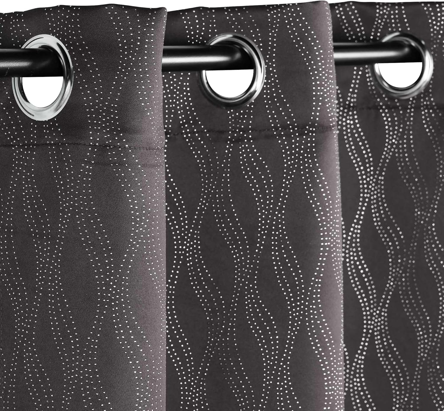 Superior Blackout Curtains, Modern Classic Light Blocking Curtain, Window Accent for Bedroom, Living Room, Thermal Darkening, Zuri Collection, Set of 2 Panels, 6 Grommets, 42" x 63", Charcoal