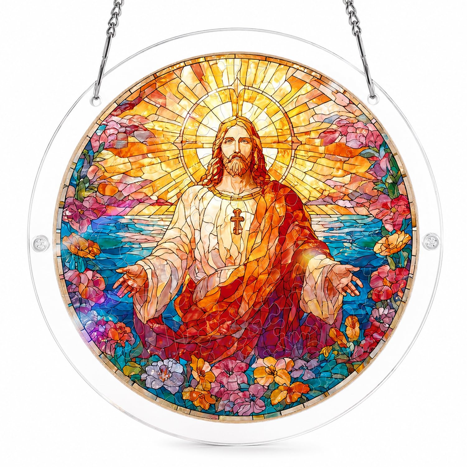 Acrylic Jigsaw Puzzle Suncatcher, Holy Light Jesus Puzzle Christian Gifts