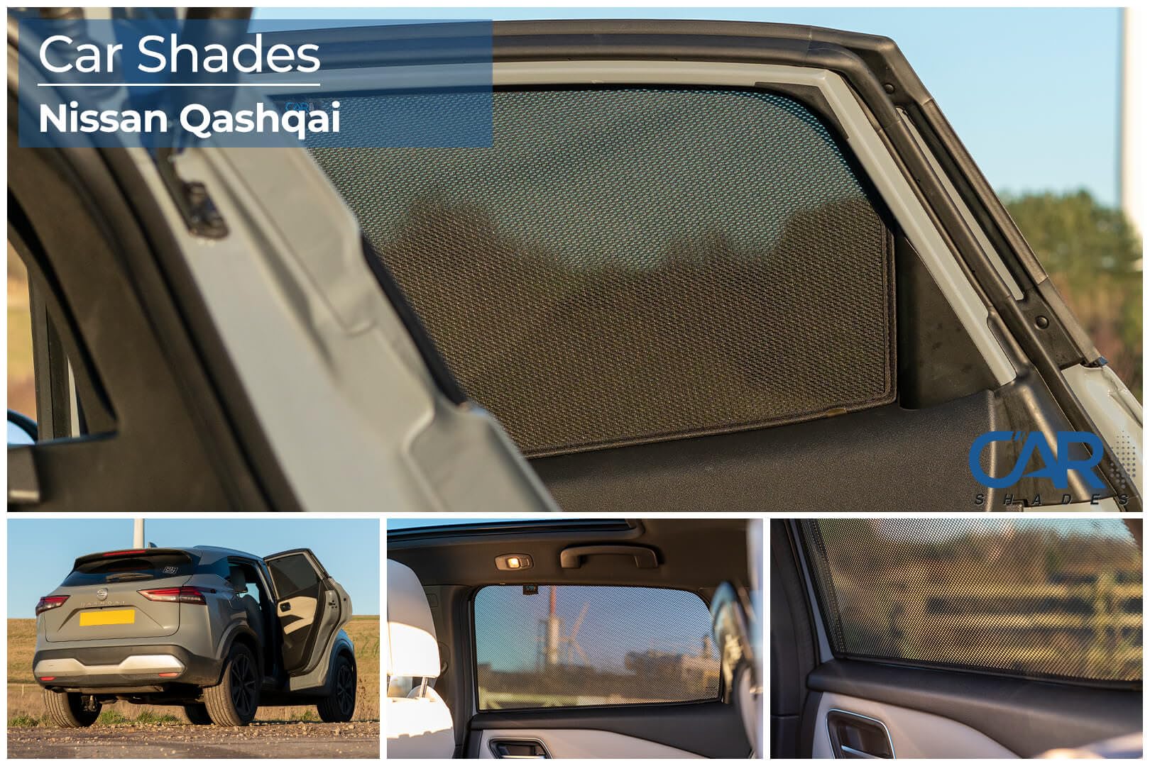 CAR SHADES Juego (Puertas traseras) Compatible con Nissan Qashqai III (J12) 2021- (2-Partes) cortinillas Parasol a Medida