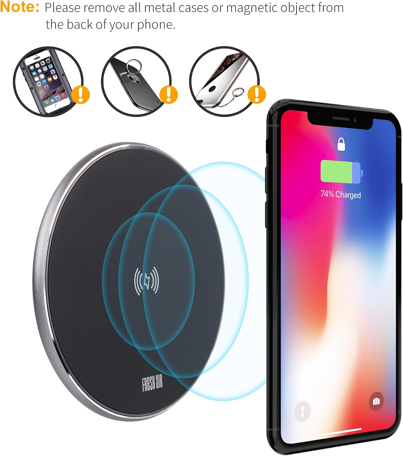 Wireless Charger, Fresh air Wireless Charging Pad Compatible with iPhone 8 Plus/8/X/XS/Max, 10W Fast Charger Compatible with Samsung Galaxy S9/Plus/S8 Plus/Note 8/S7, 5W All Qi-Enabled Devices