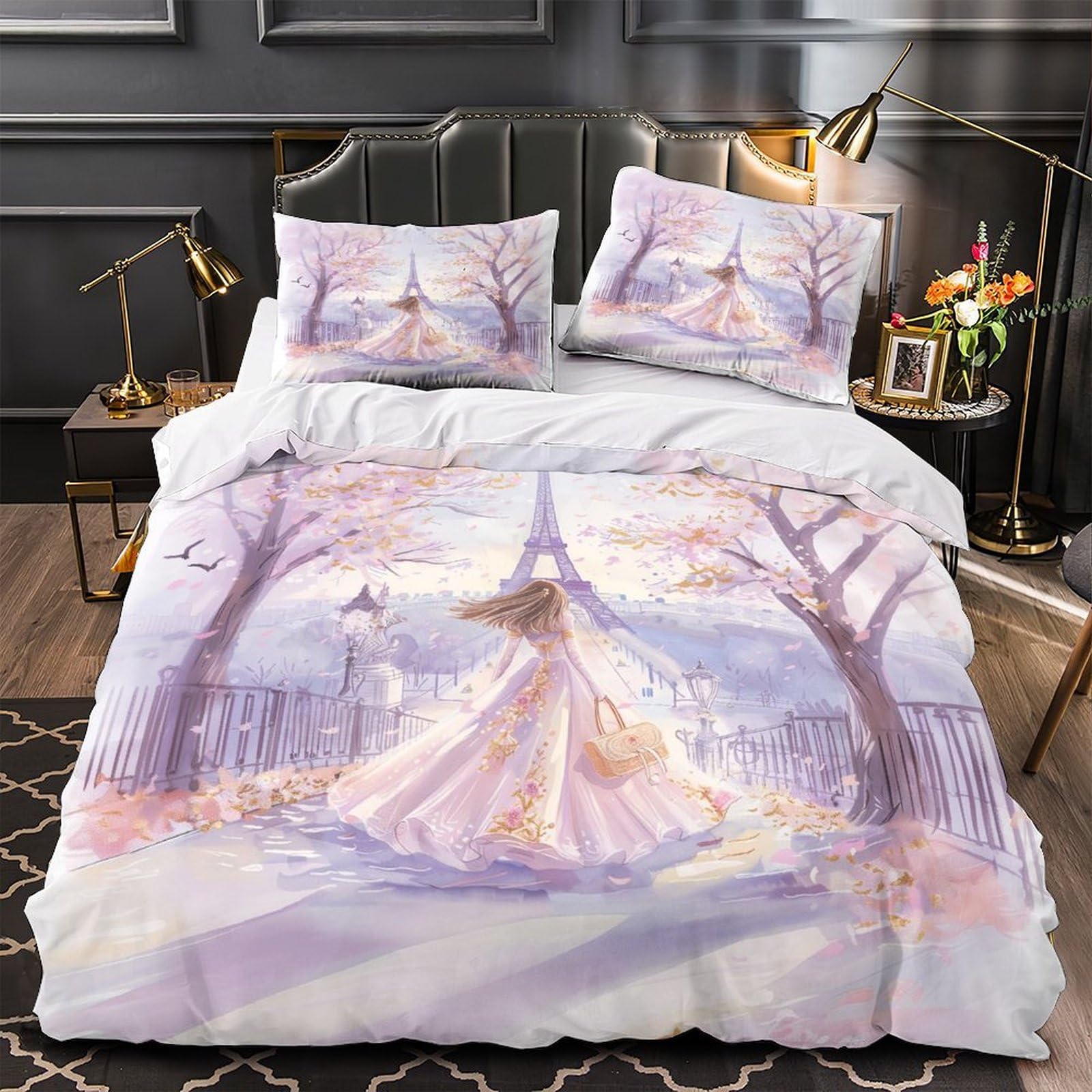Housse de couette microfibre résistant 220x240 cm parure de lit ado et enfant motif éclair 3D