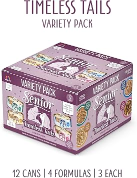 Weruva Senior Cat Food, Timeless Tails Variety Pack, 5.5oz Can, Pack of 12