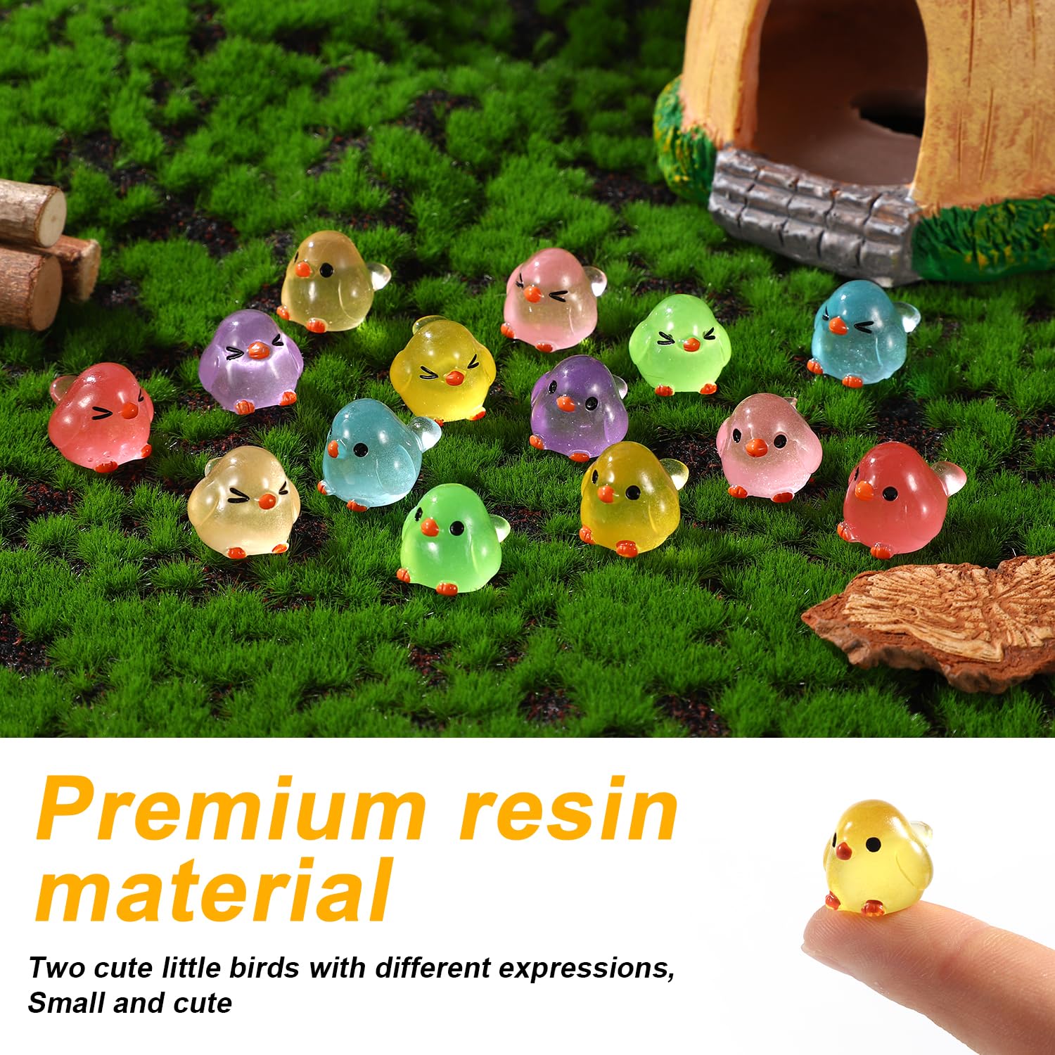 100-Piece Glow-in-the-Dark Resin Owl Figurines – Colorful Mini Decor For Gardens, Dollhouses & Nighttime Magic