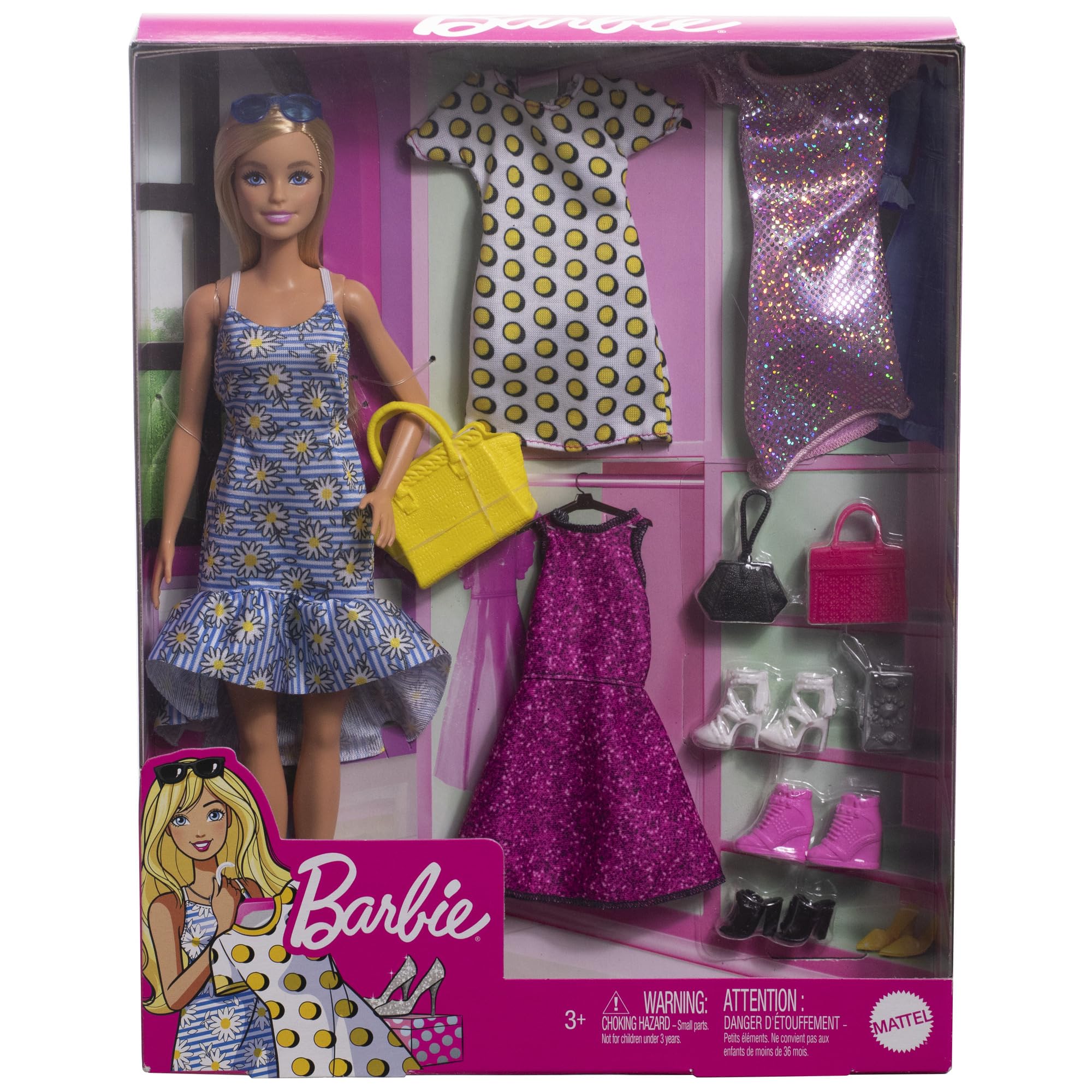 Barbie® 4 Komple Kıyafet ve Aksesuar ile Bebek, 3 ila 8 Yaşındakiler İçin Hediye