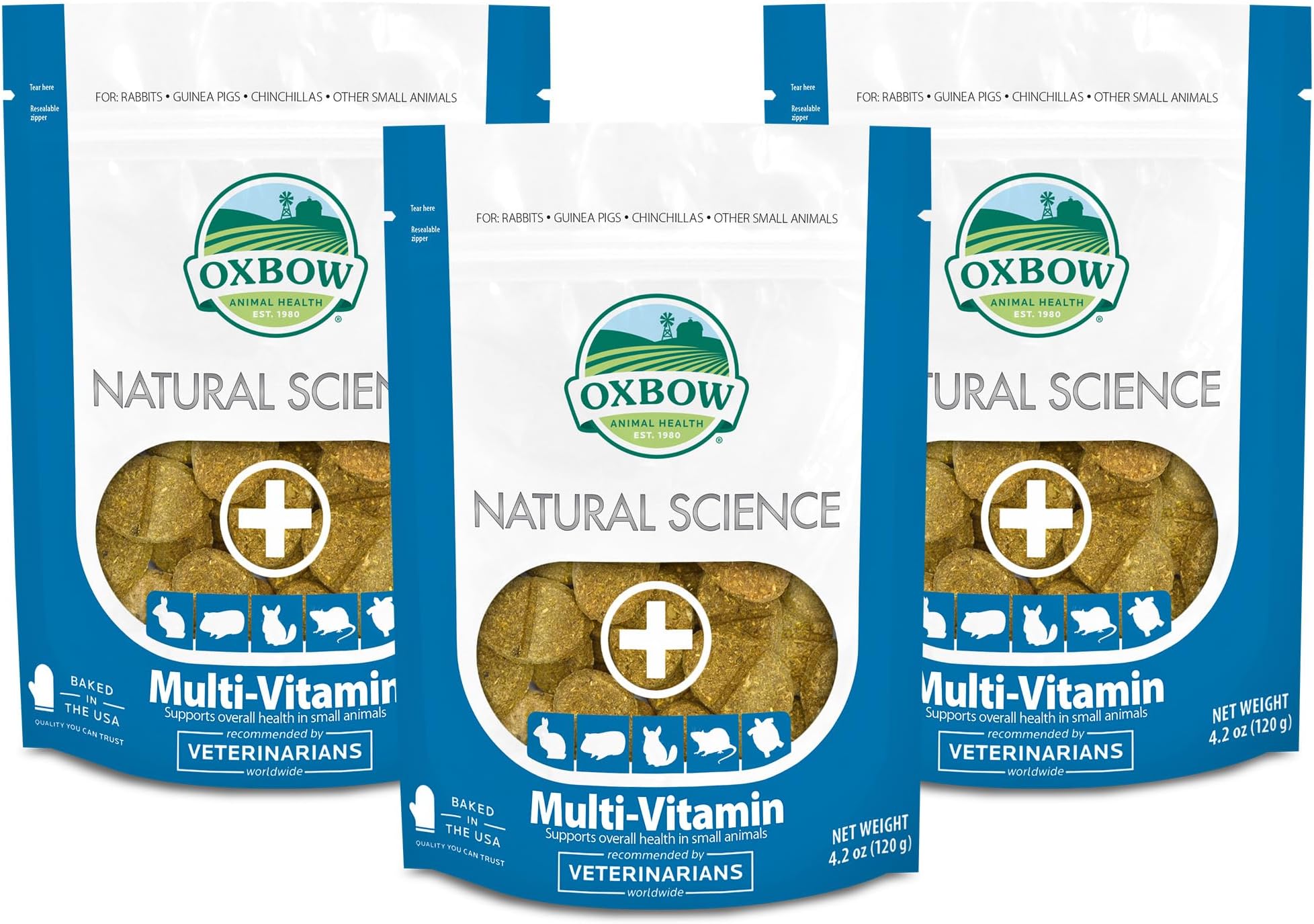 3 Pack of Natural Science Multi-Vitamin Small Animal Supplements, 60 Wafers Each