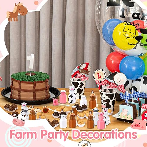 Miniatura 6 de RoundFunny Paquete de 72 burbujas de animales de granja con bolsas y tarjetas de agradecimiento, suministros para fiesta de cumpleaños, incluye