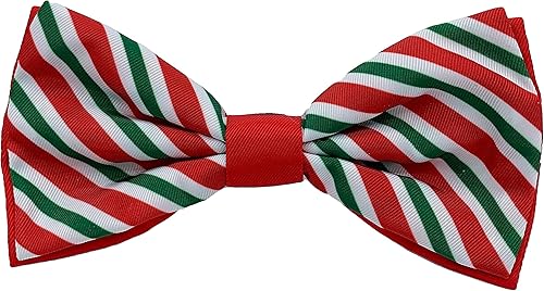 Huxley & Kent Pajarita para mascotas  Rayas de menta (grande)  Accesorio de lazo de velcro para Navidad  Divertidas pajaritas para perros y gatos