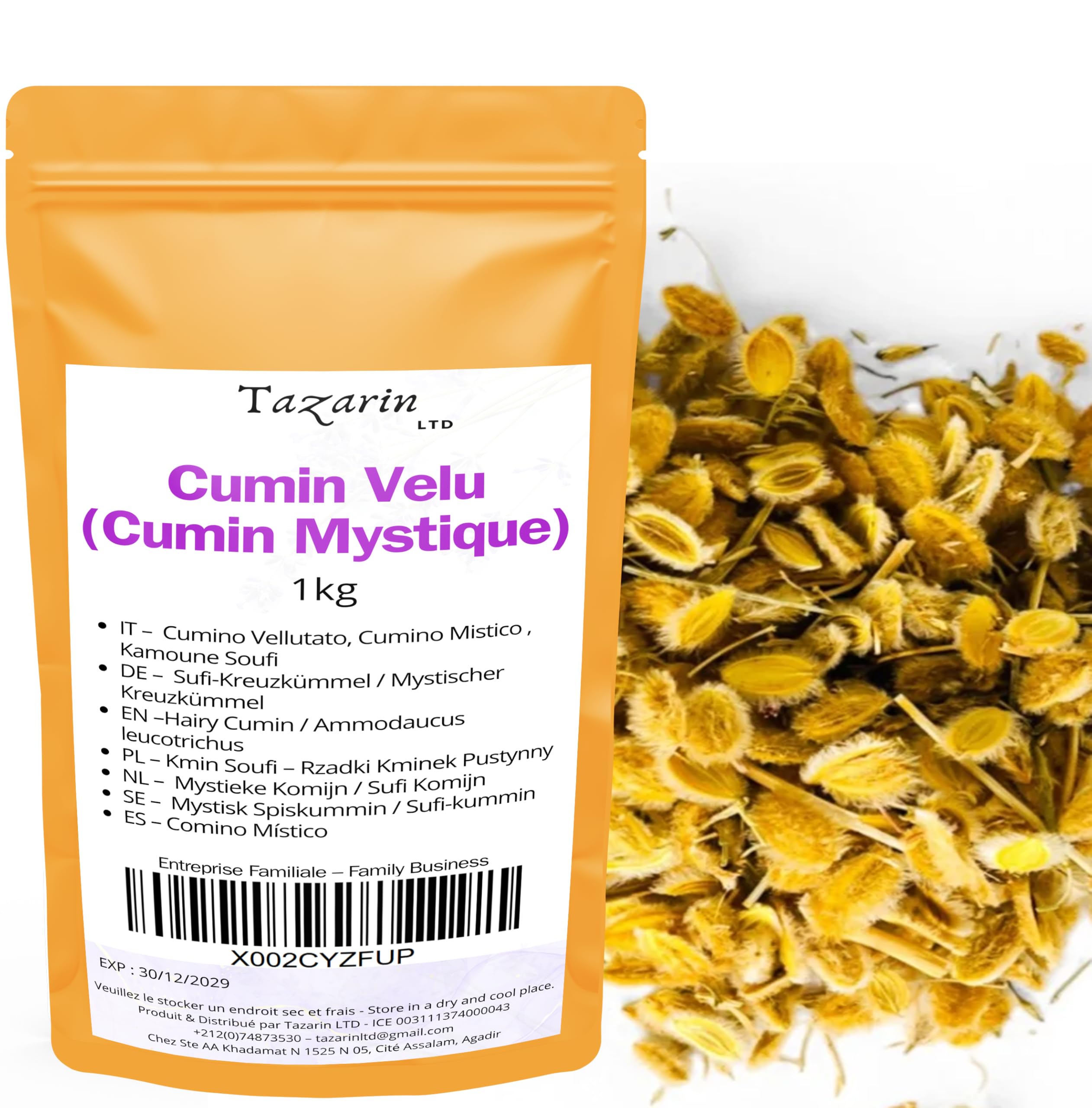 1kg Cumin Velu/Kamoune Soufi, cumin Mystique - cumin Soufi - Régulateur Digestif - Anti-inflammatoire Naturel - Détoxifiant - Soulage les Ballonnements -100% Naturel, Qualité Supérieure
