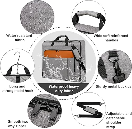 Miniatura 5 de Bolsa de viaje grande de viaje para hombres de 40 pulgadas, 3 bolsas de ropa para viajes de negocios, maletas colgantes 2 en 1 para viajes, bolsa de
